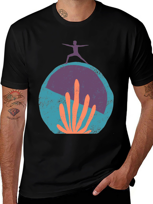 Yoga Cactus Graphic Tee - Black Cotton Blend