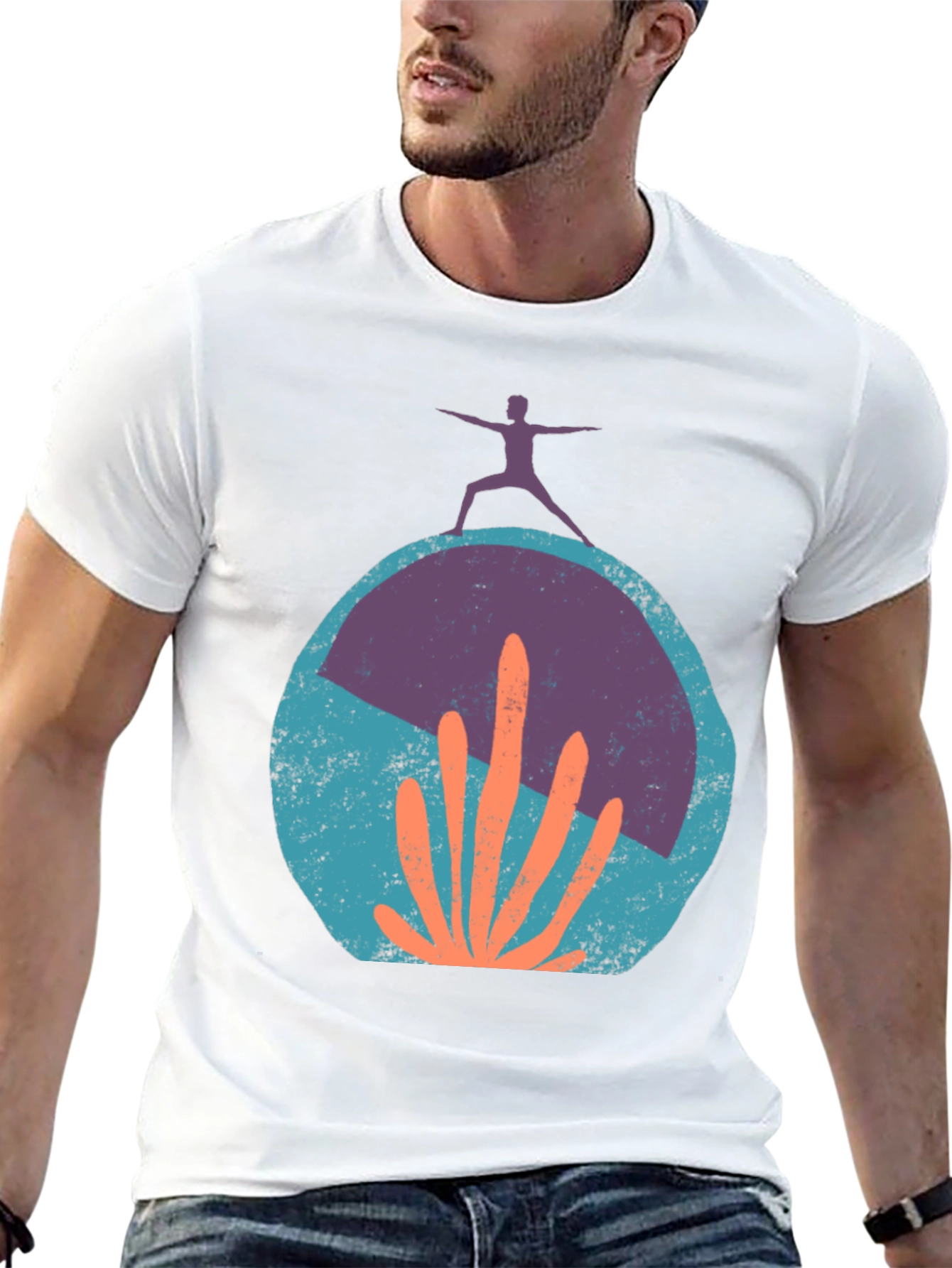 Yoga Cactus Graphic Tee - Black Cotton Blend