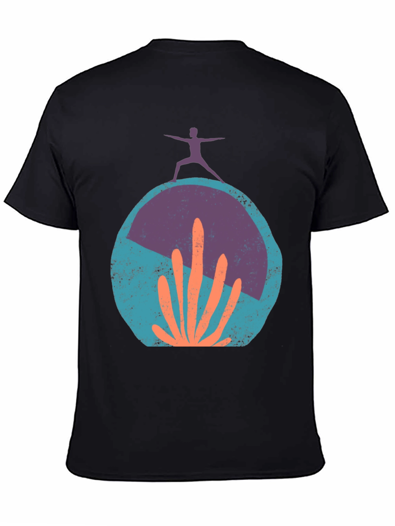 Yoga Cactus Graphic Tee - Black Cotton Blend