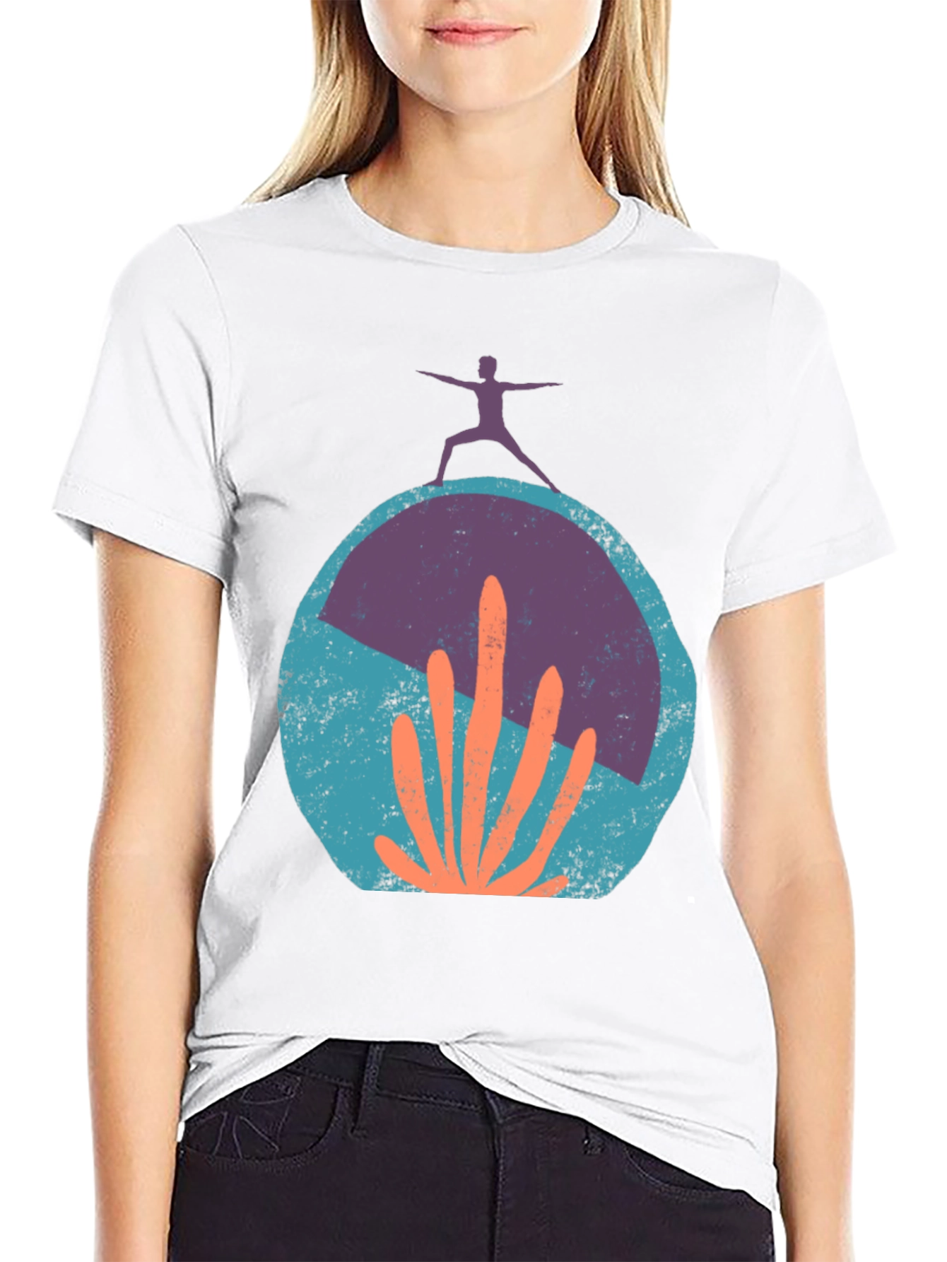 Yoga Cactus Graphic Tee - Black Cotton Blend