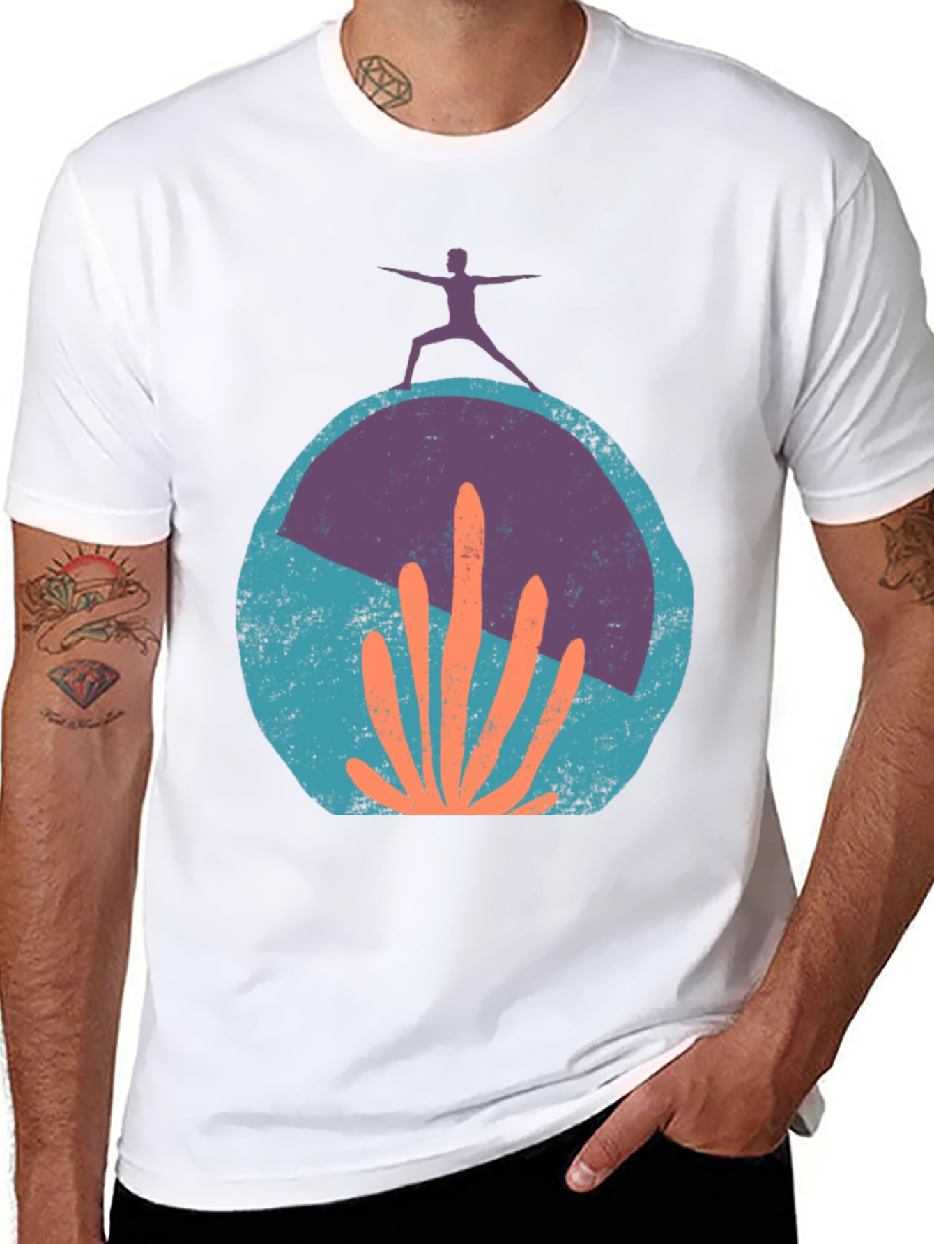 Yoga Cactus Graphic Tee - Black Cotton Blend