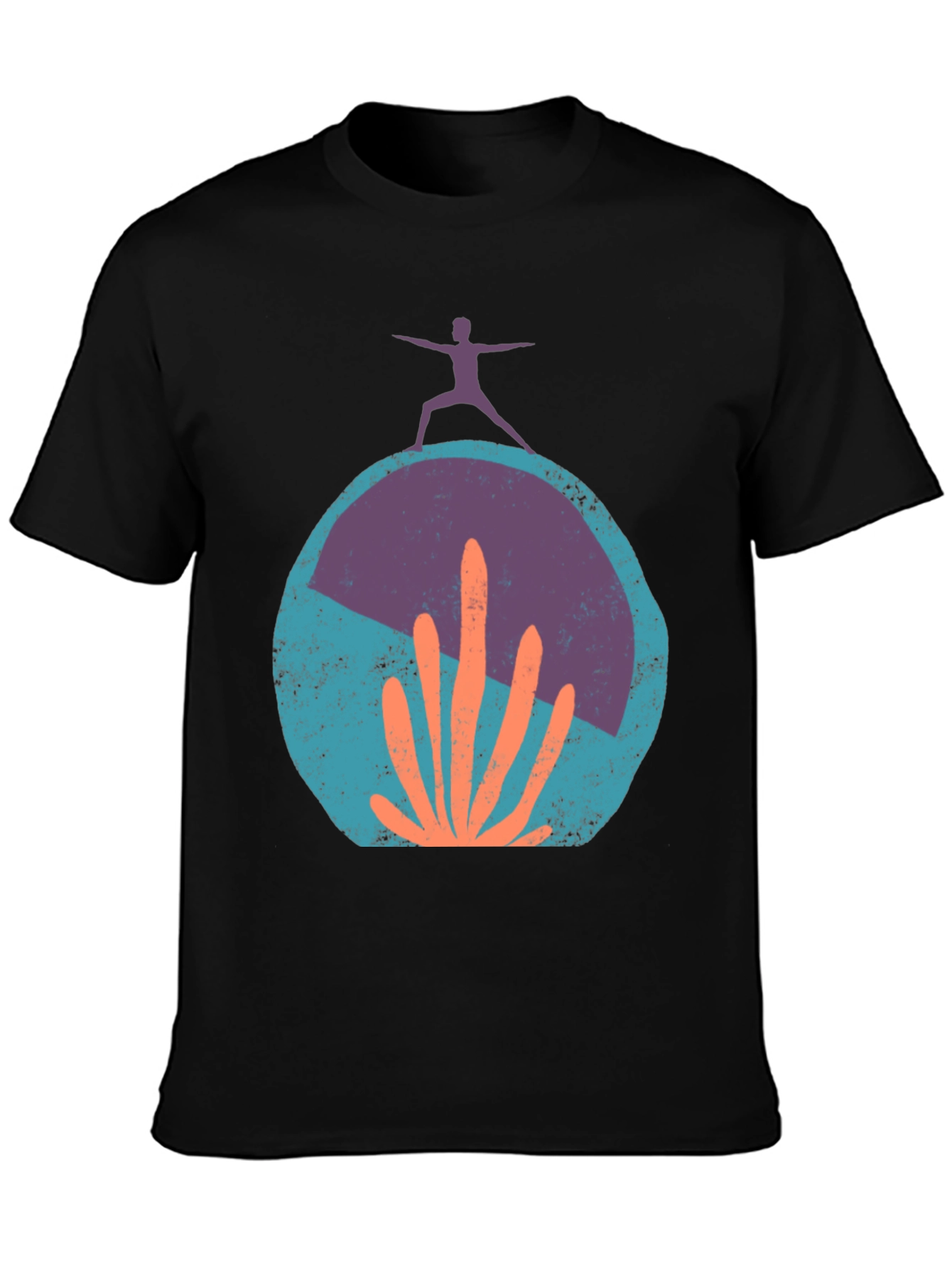 Yoga Cactus Graphic Tee - Black Cotton Blend