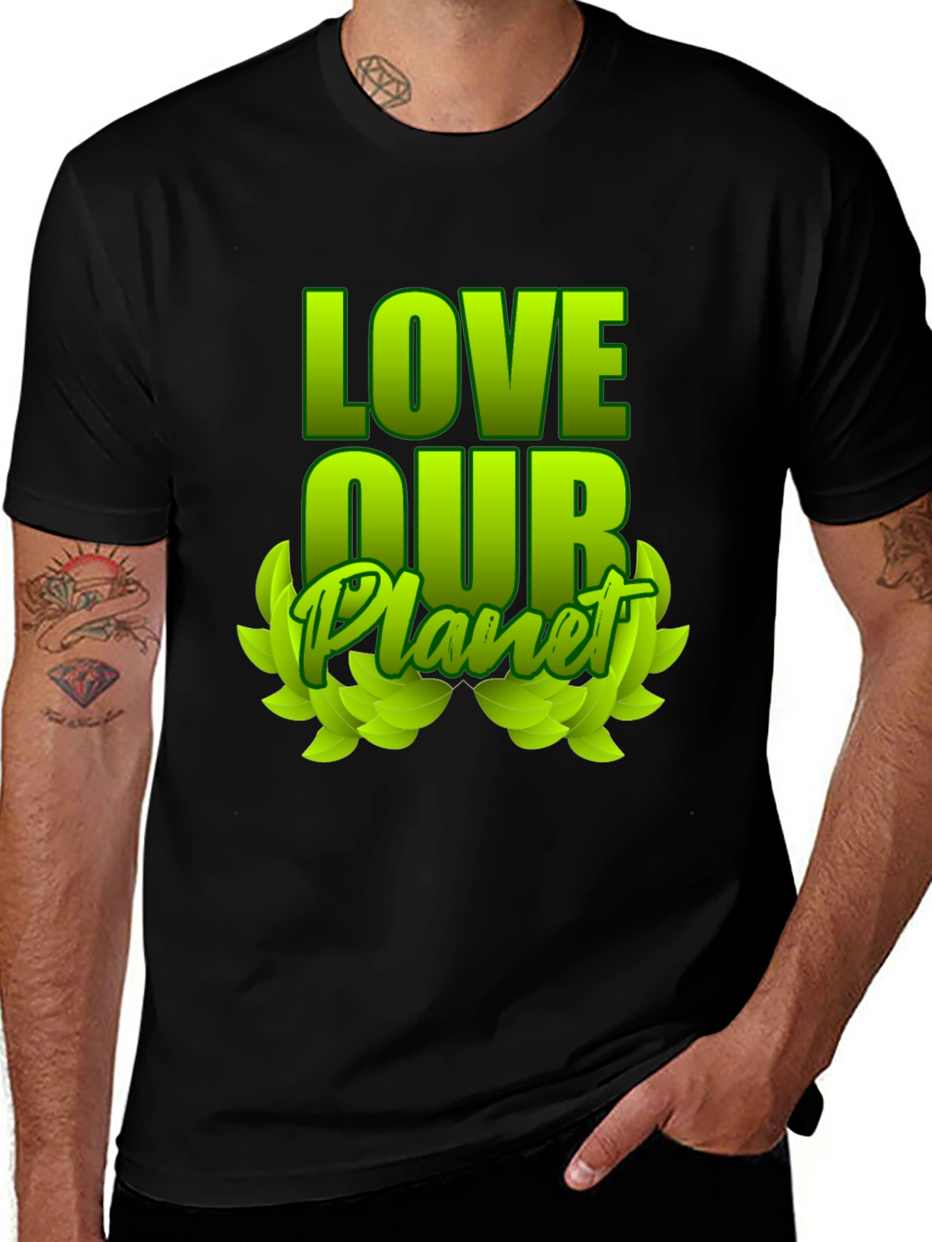 Love Our Planet Green Graphic T-Shirt