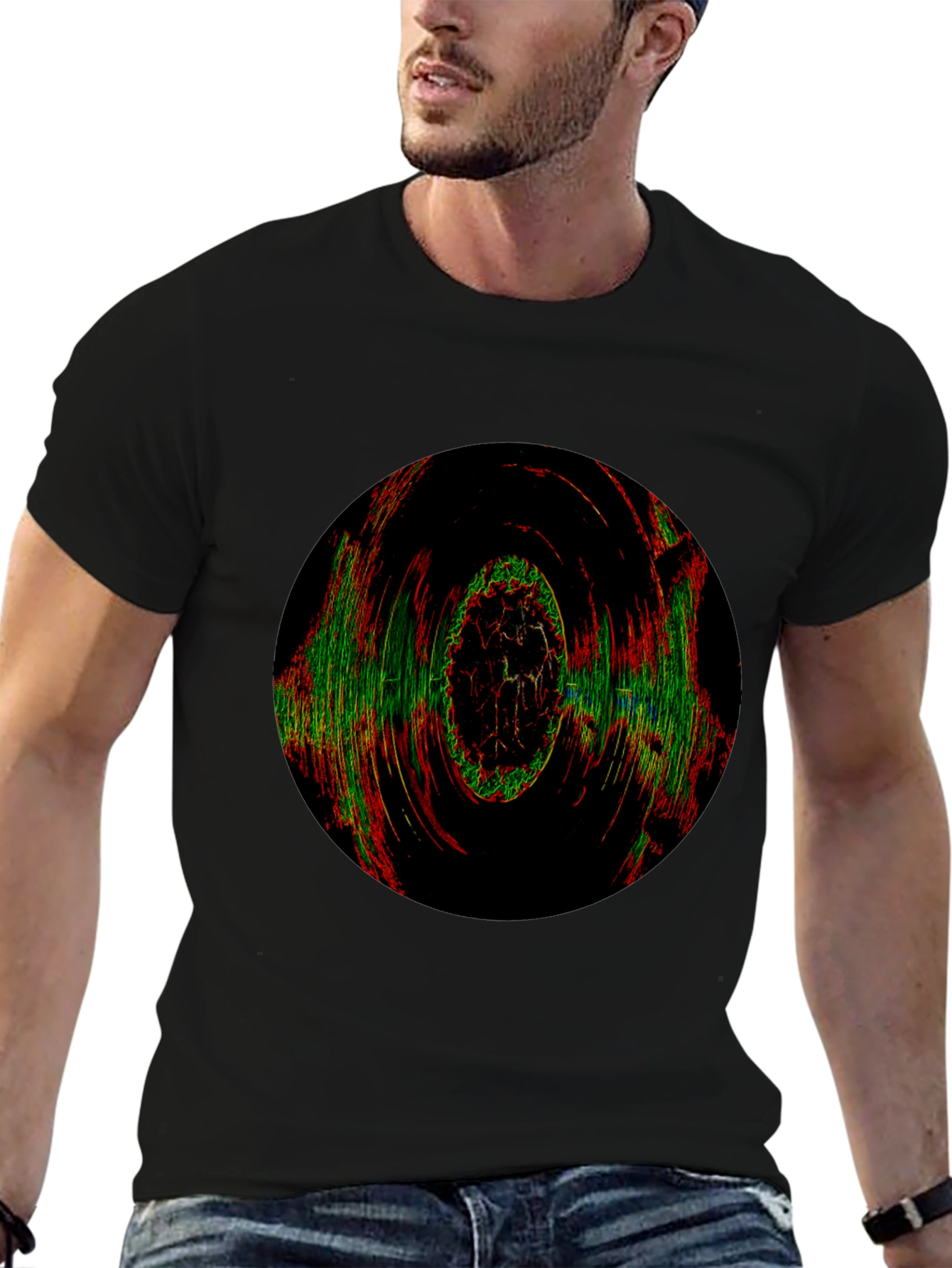 Abstract Circle Graphic Tee - Black