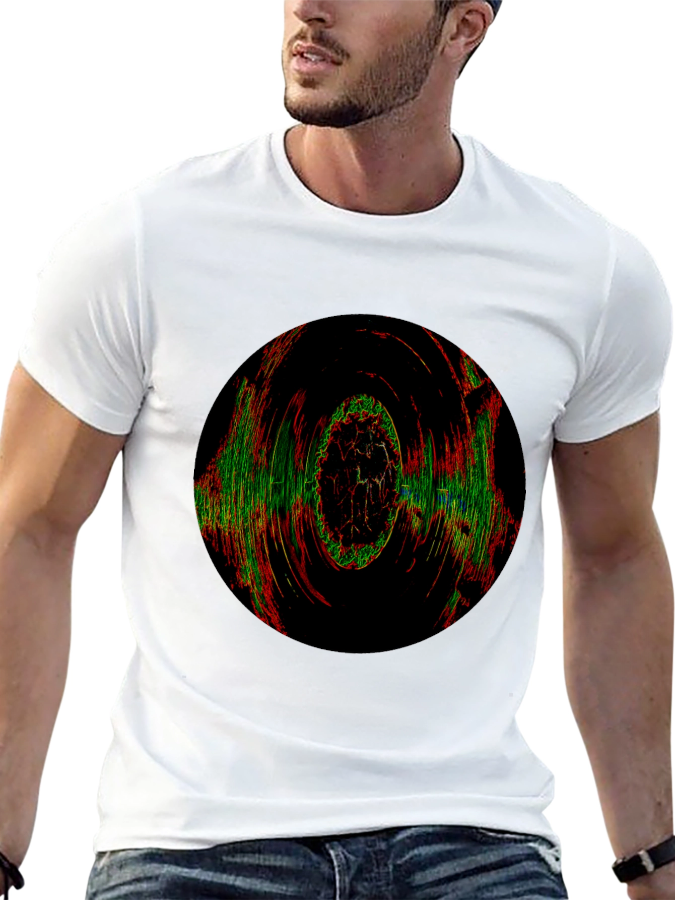 Abstract Circle Graphic Tee - Black