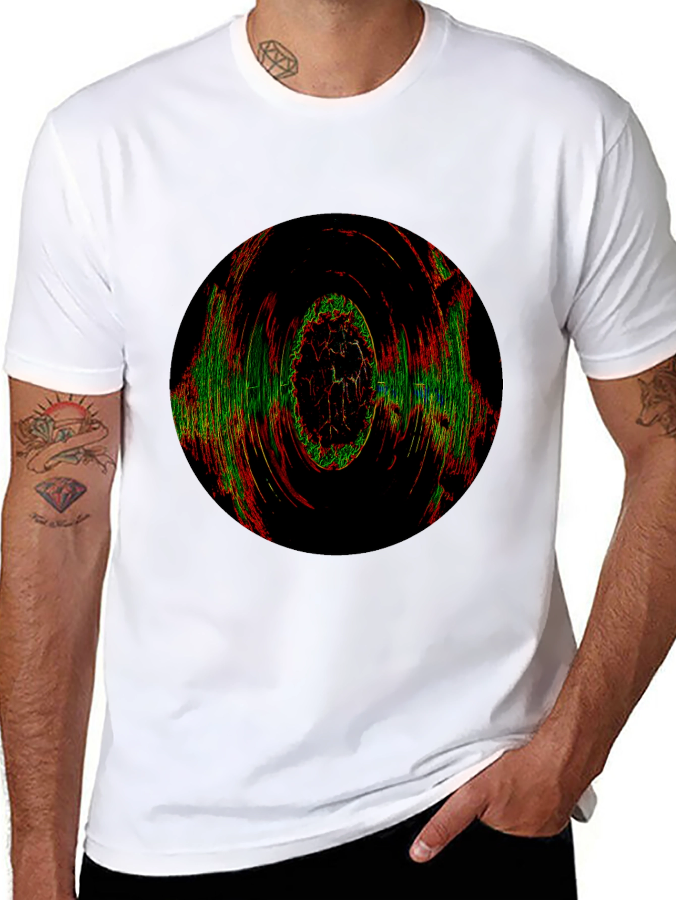 Abstract Circle Graphic Tee - Black