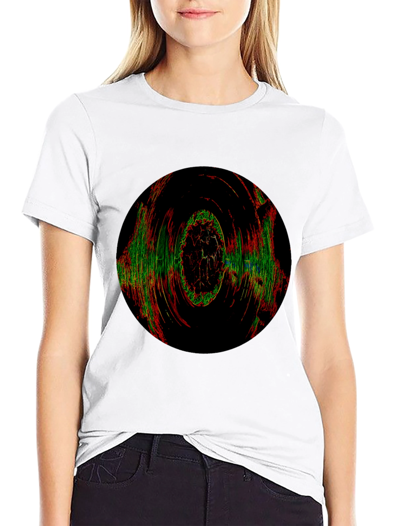 Abstract Circle Graphic Tee - Black