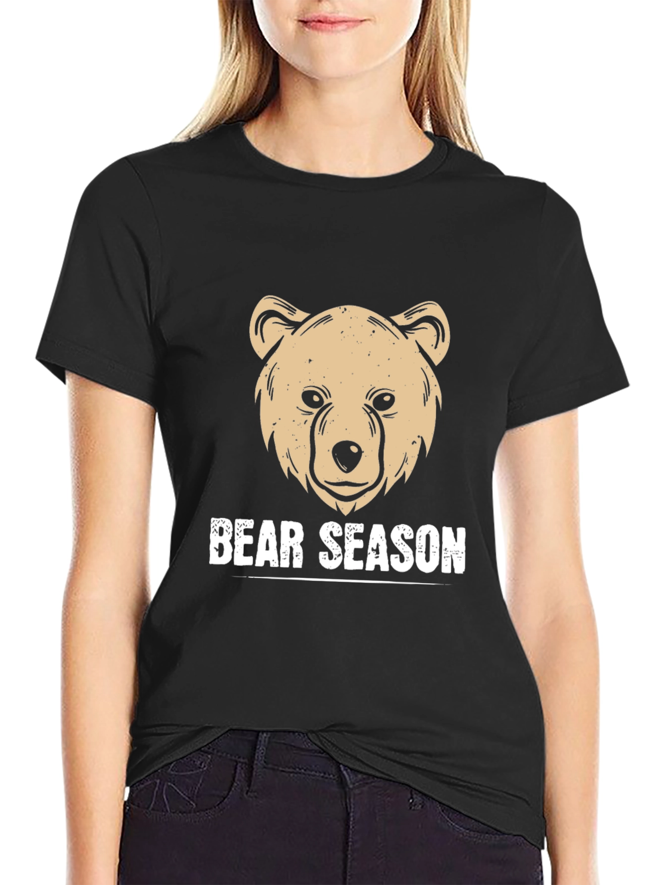 Bear Season Graphic T-Shirt - Black Casual Wear