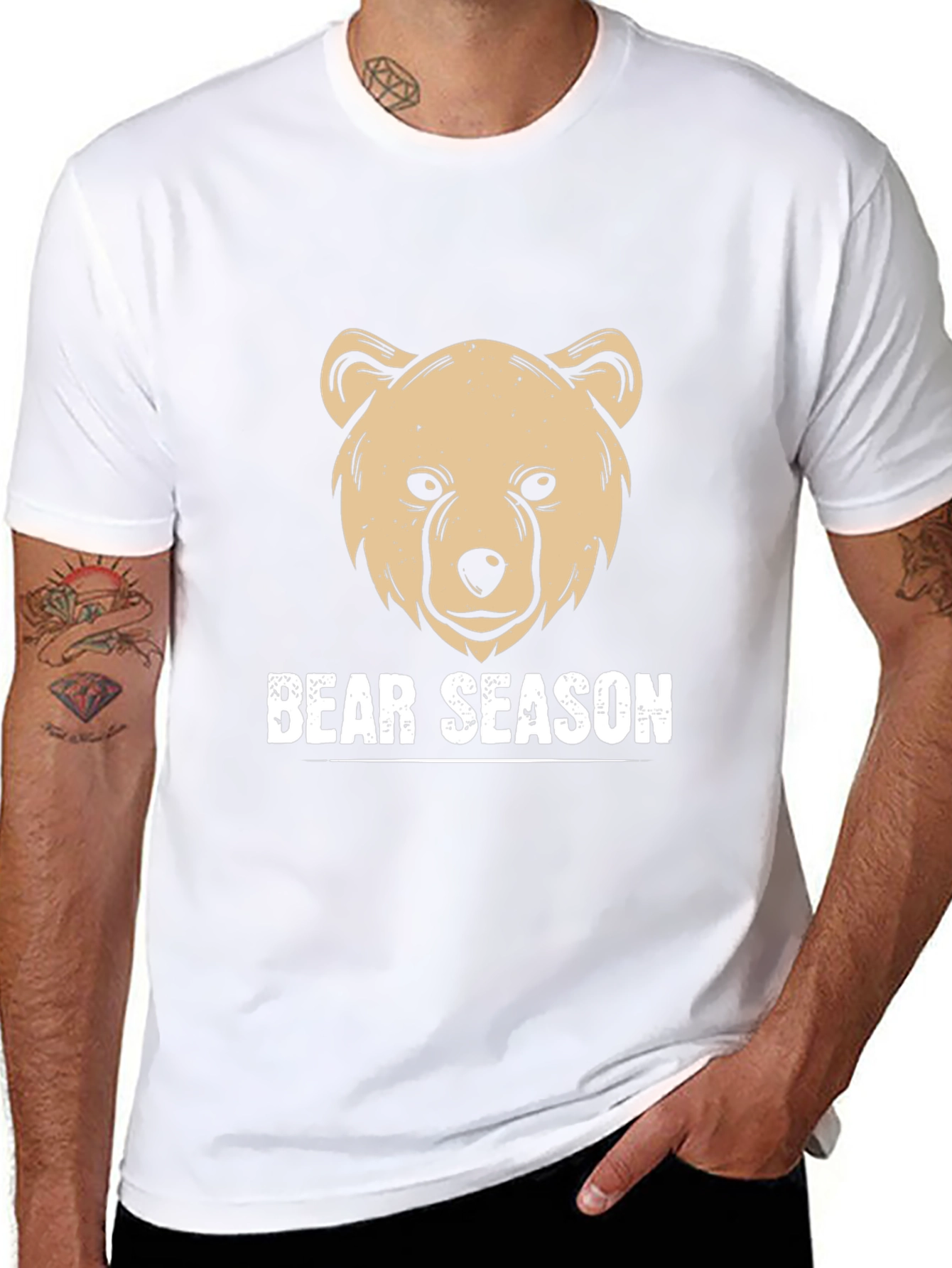 Bear Season Graphic T-Shirt - Black Casual Wear