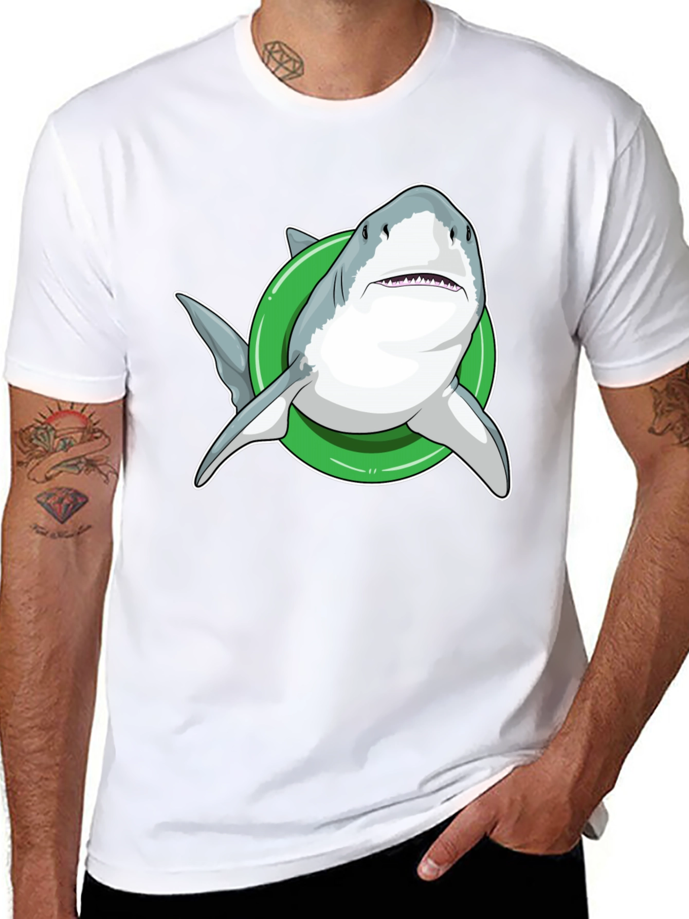 Shark Inflatable Ring Black T-Shirt