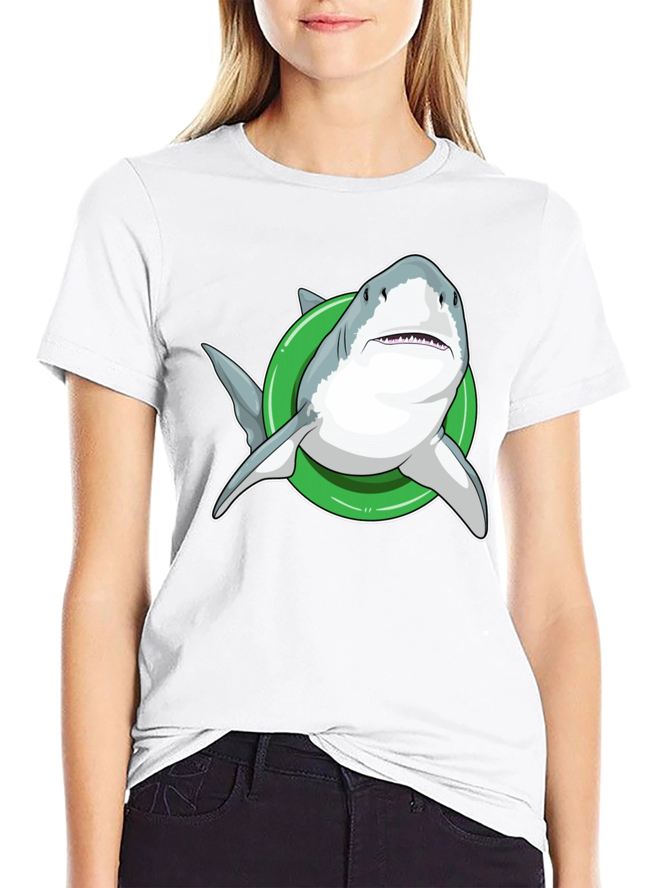 Shark Inflatable Ring Black T-Shirt