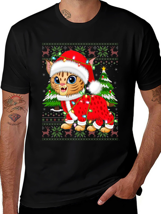 Festive Cat Christmas Graphic T-Shirt