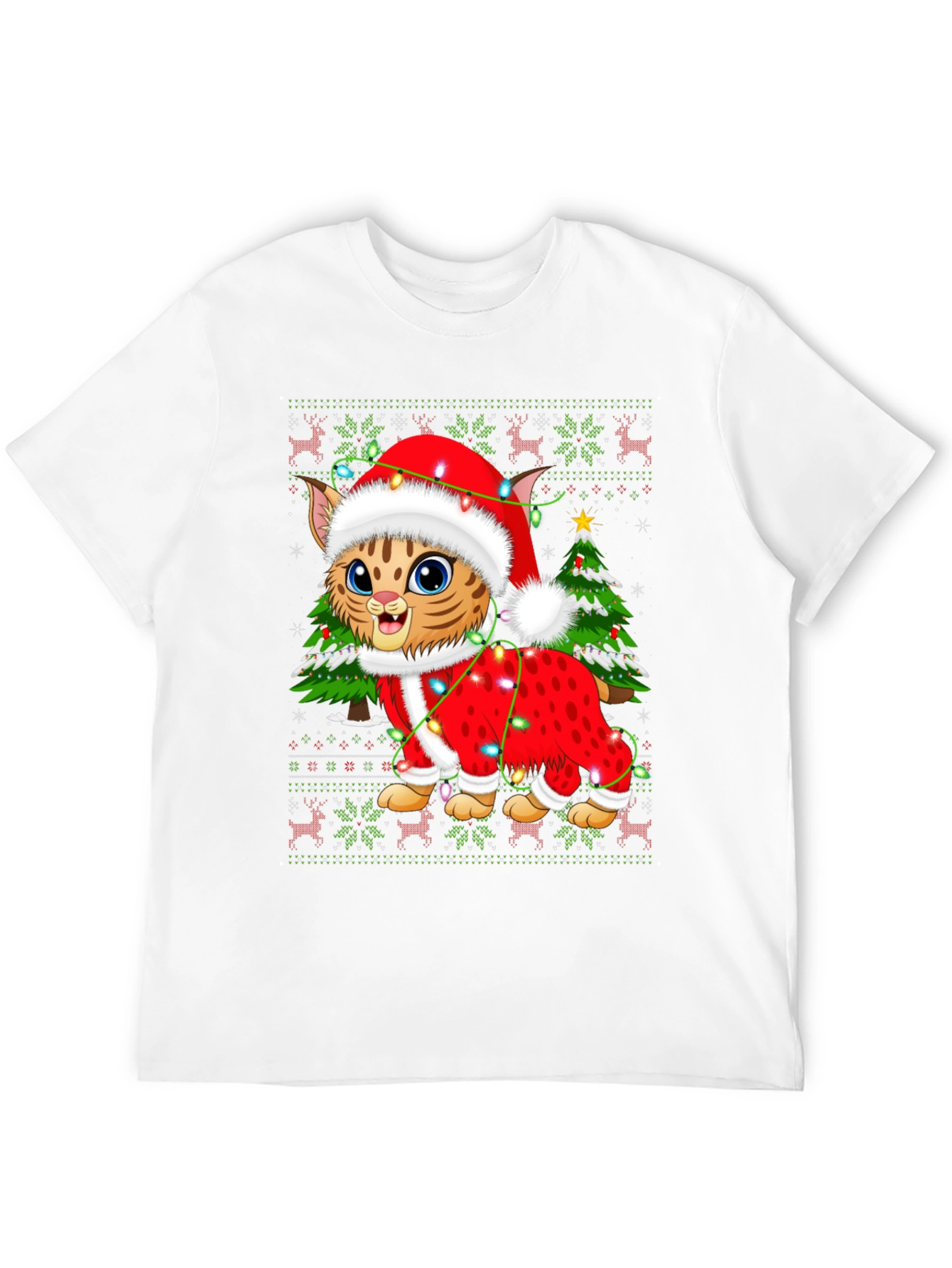 Festive Cat Christmas Graphic T-Shirt