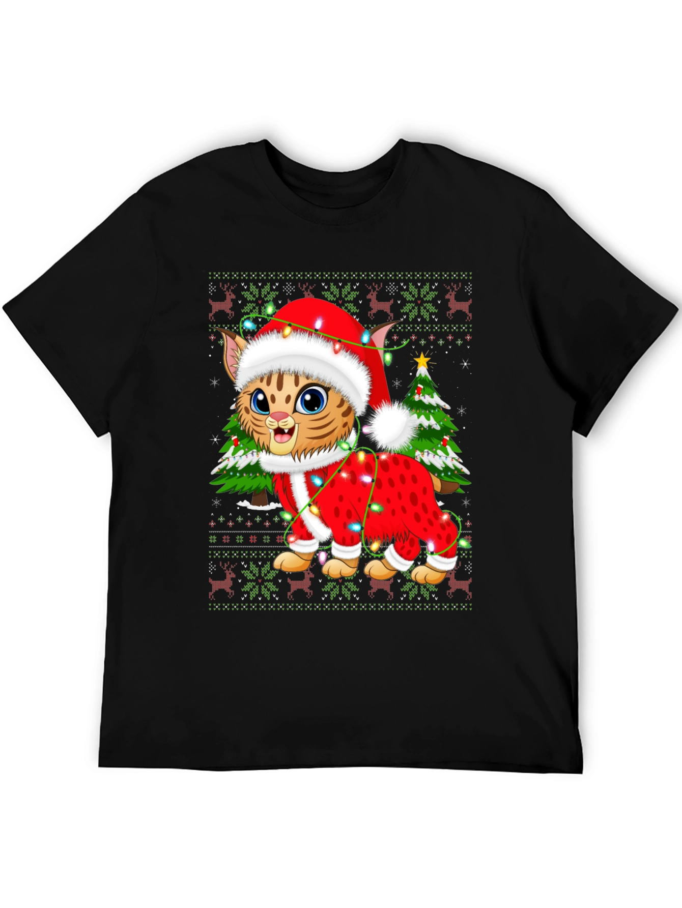 Festive Cat Christmas Graphic T-Shirt