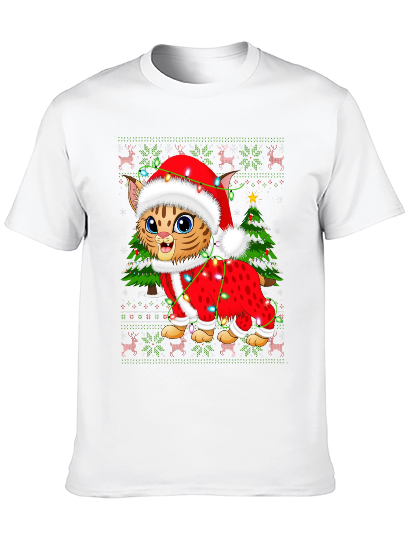 Festive Cat Christmas Graphic T-Shirt