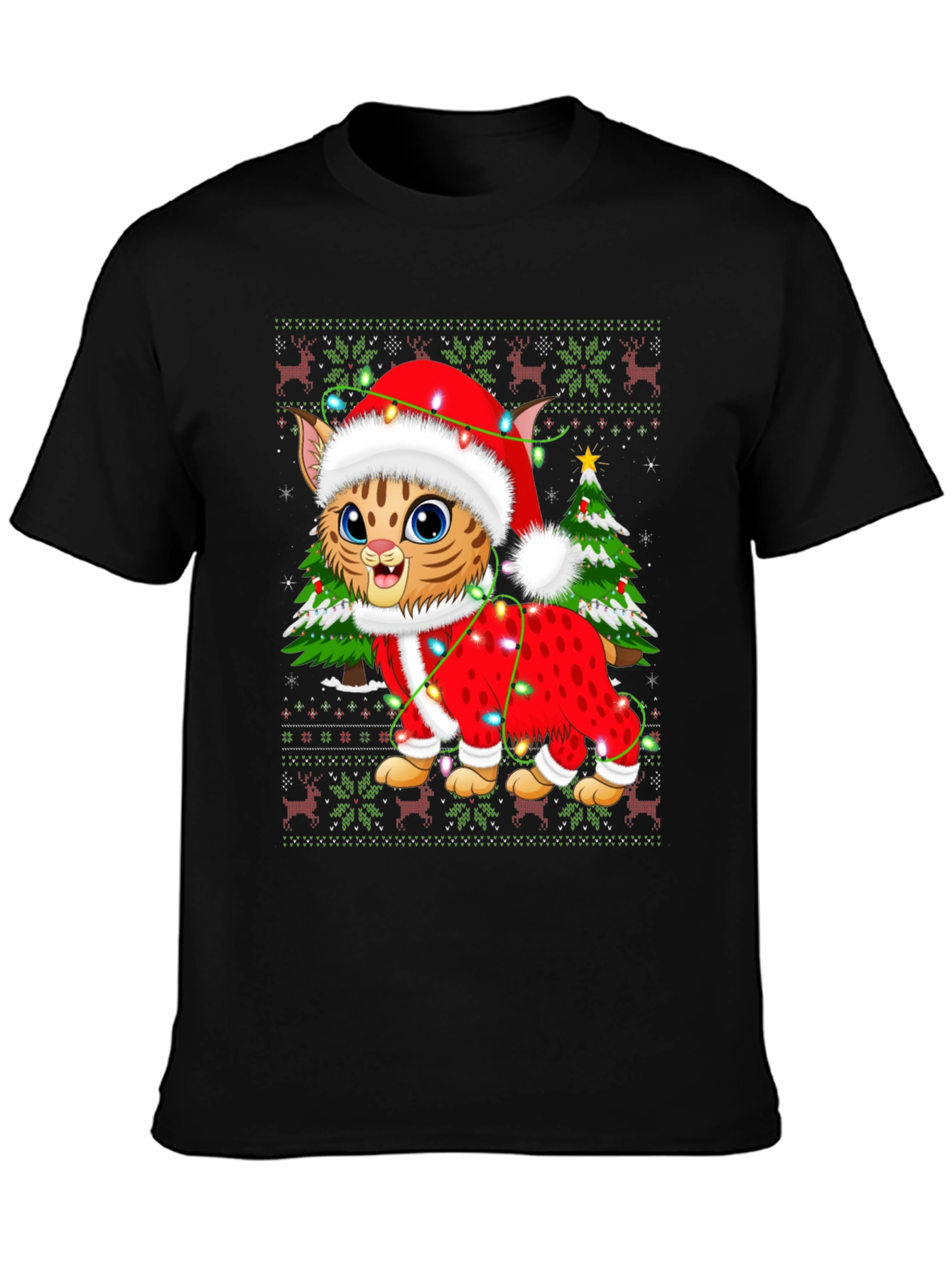 Festive Cat Christmas Graphic T-Shirt