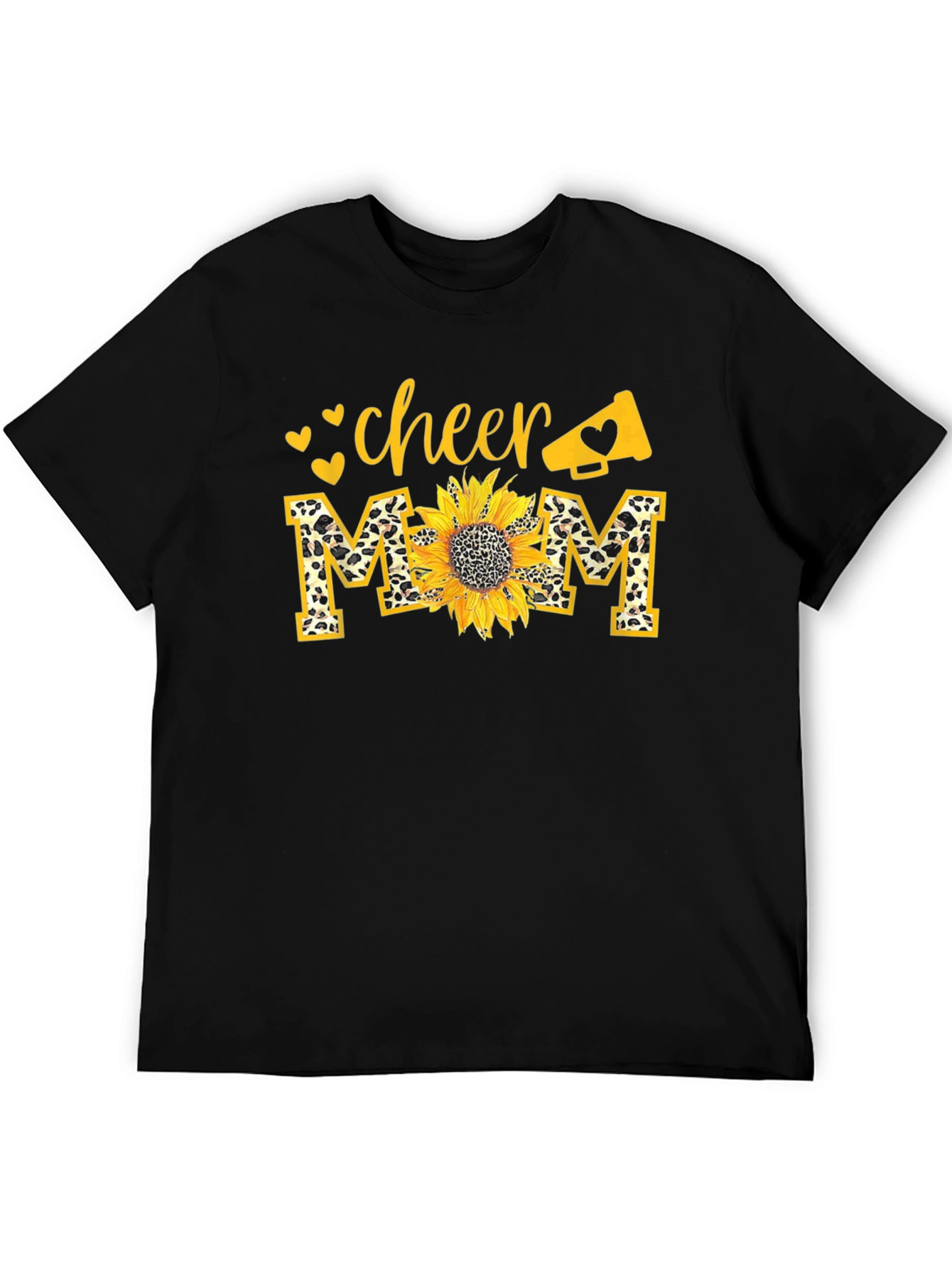Cheer Mom Sunflower Graphic Tee - Black
