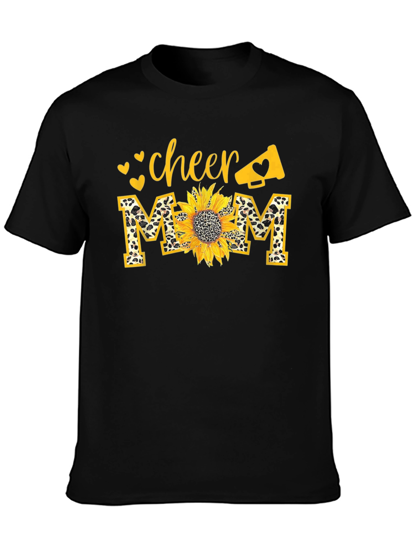 Cheer Mom Sunflower Graphic Tee - Black