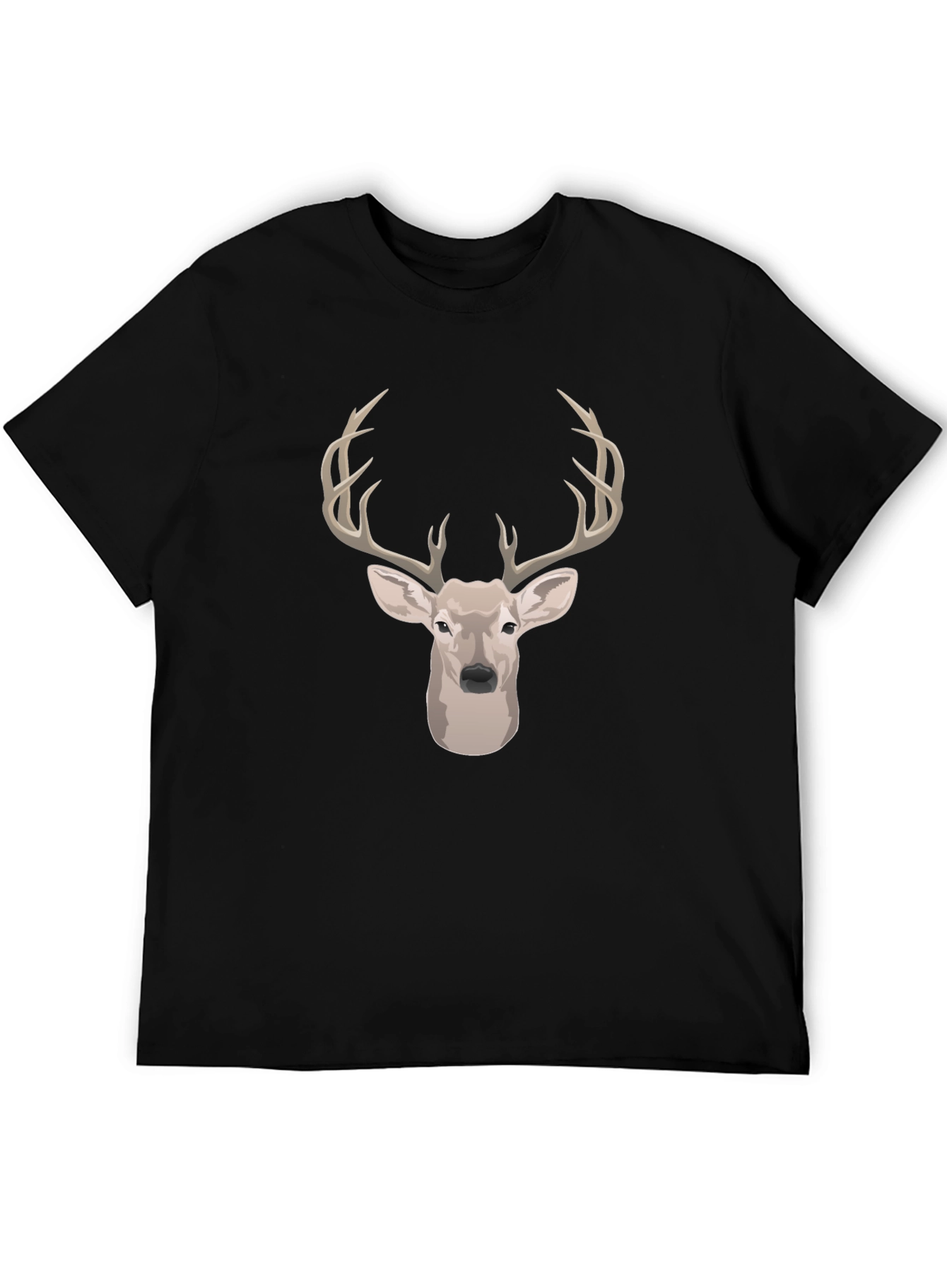 Deer Head Graphic Print Black T-Shirt