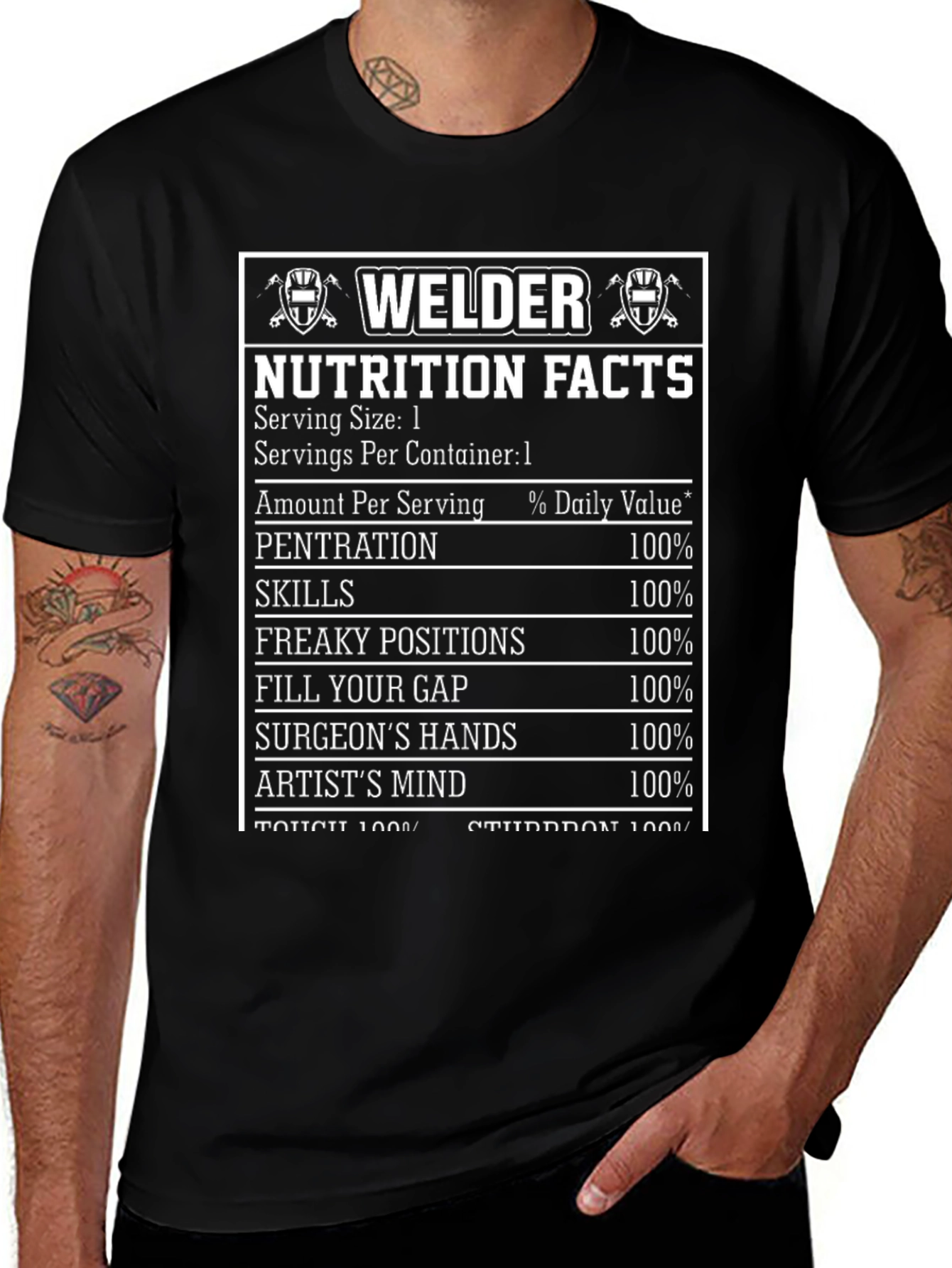Welder Nutrition Facts Funny T-Shirt