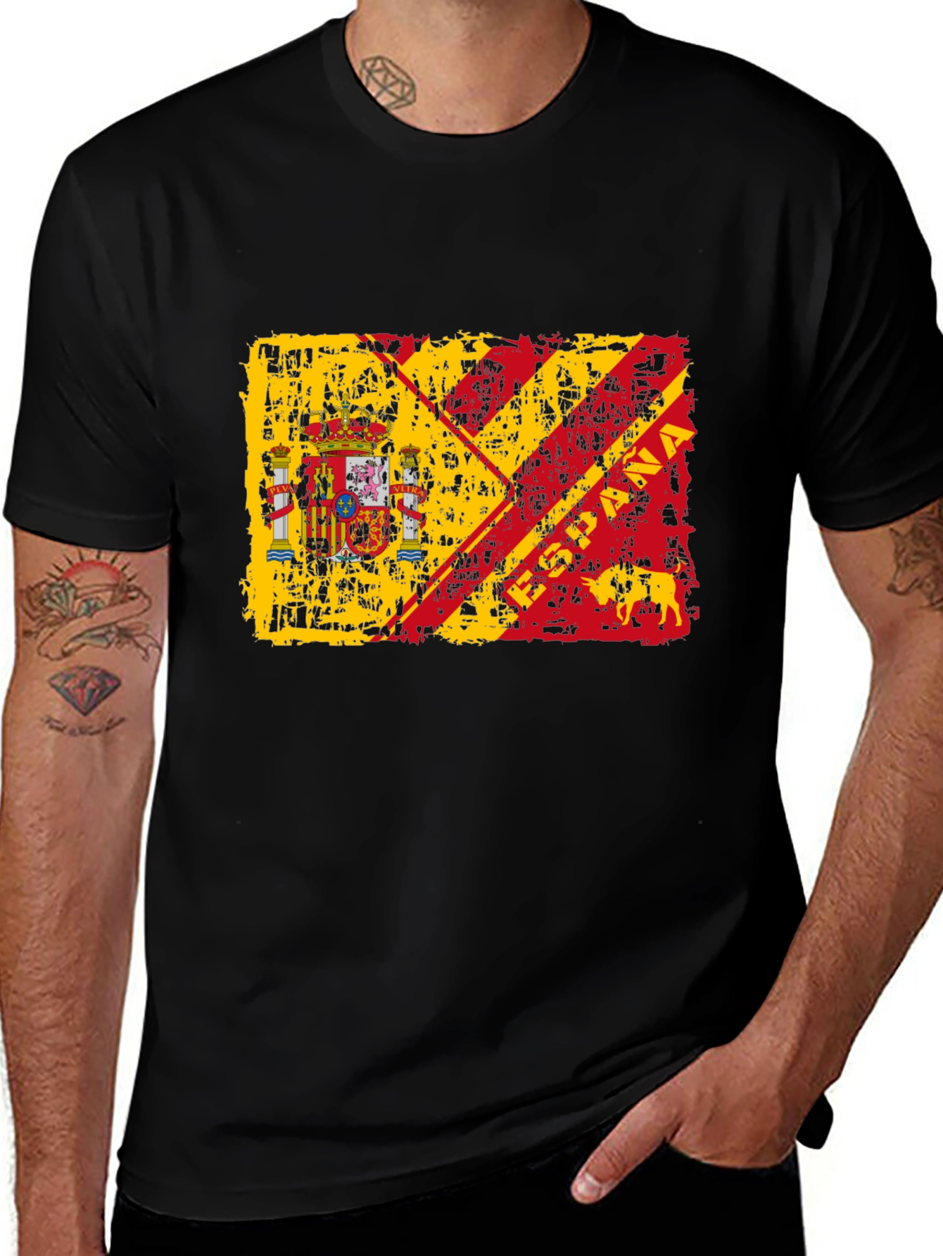 Spain Flag Graphic Print Mens T-Shirt