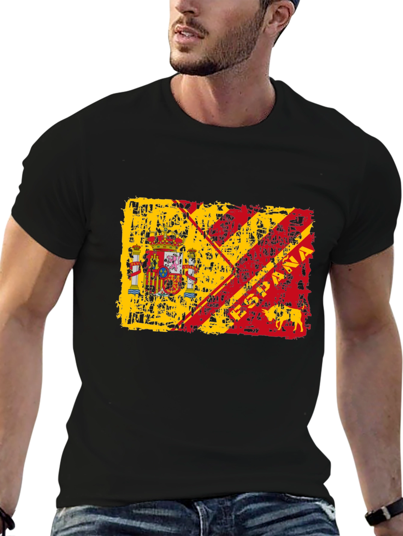 Spain Flag Graphic Print Mens T-Shirt