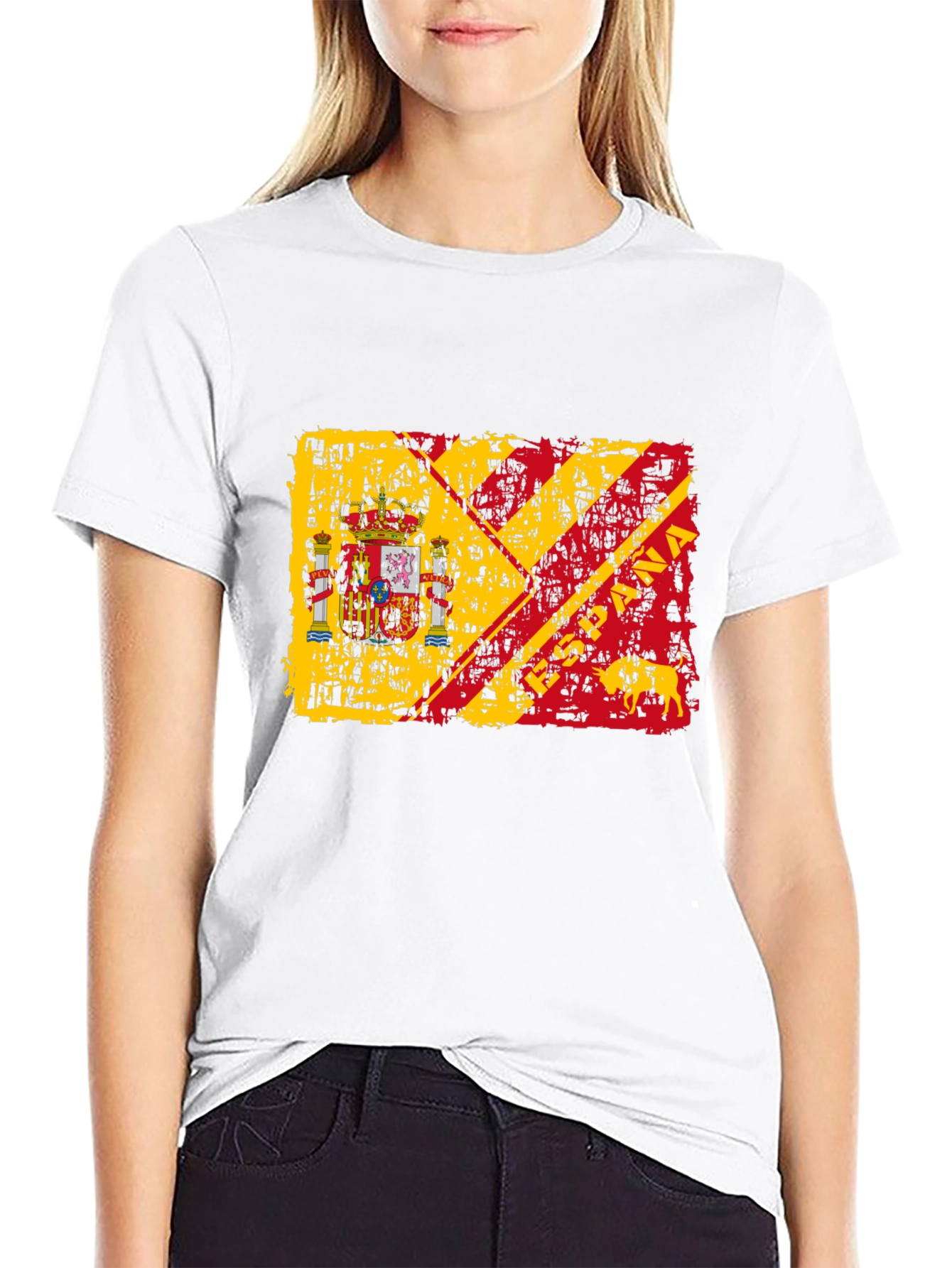 Spain Flag Graphic Print Mens T-Shirt