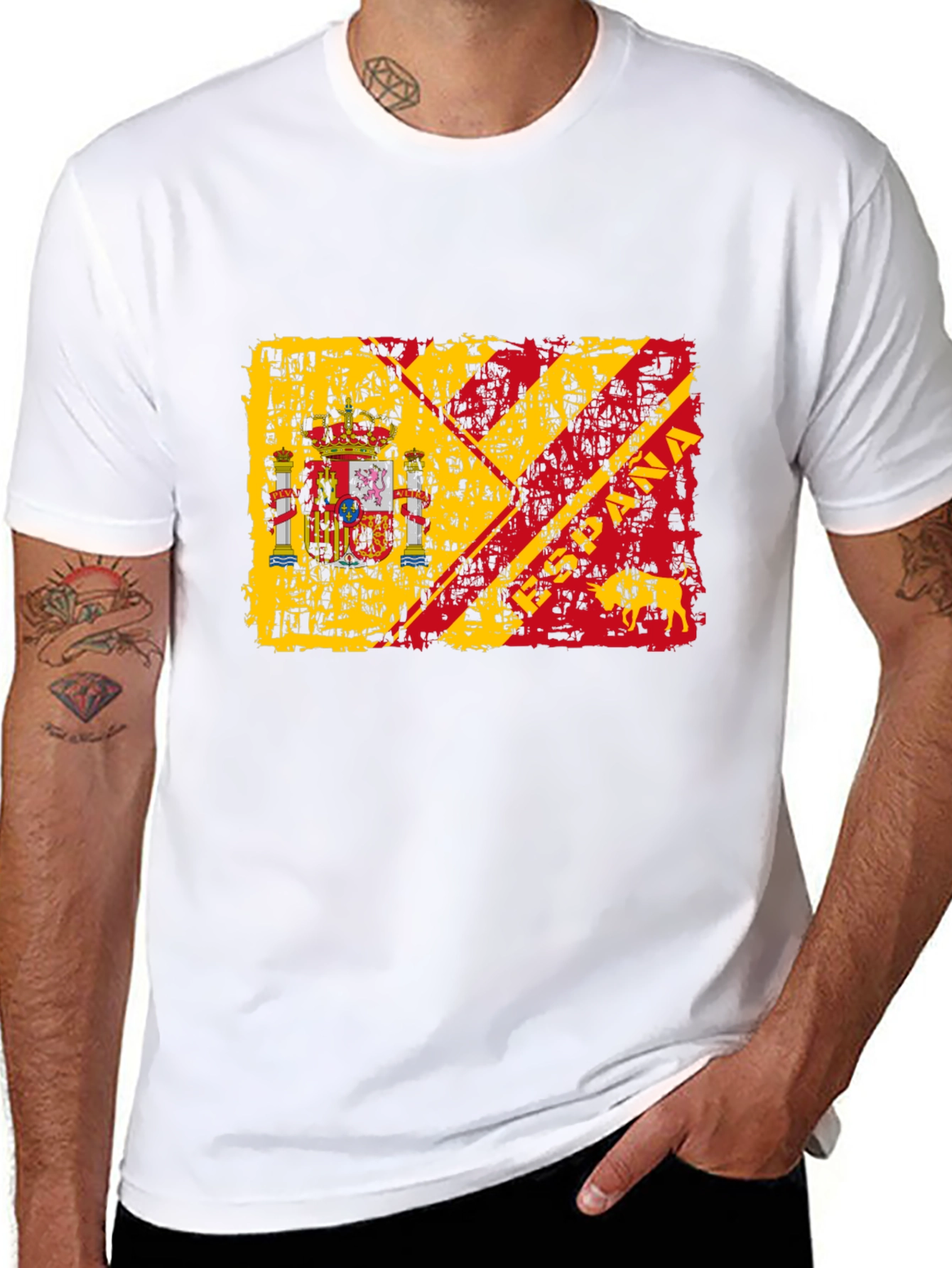 Spain Flag Graphic Print Mens T-Shirt