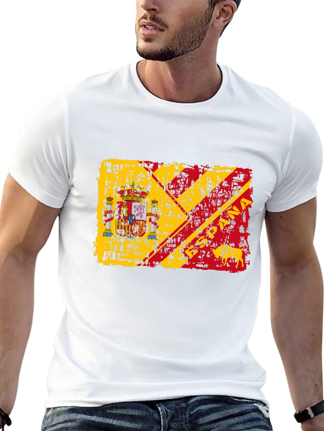 Spain Flag Graphic Print Mens T-Shirt
