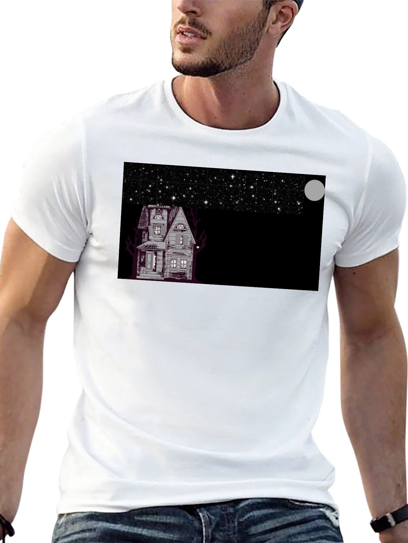 Spooky House Under Moonlight T-Shirt