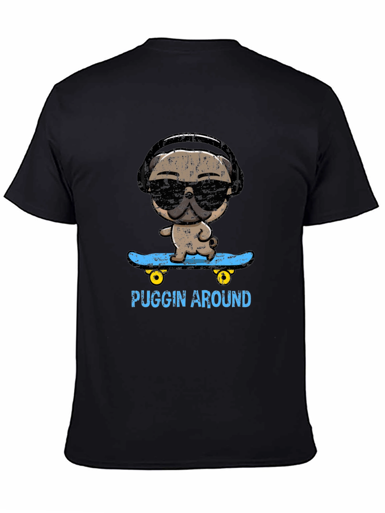 Cool Pug Skateboarder Graphic Tee