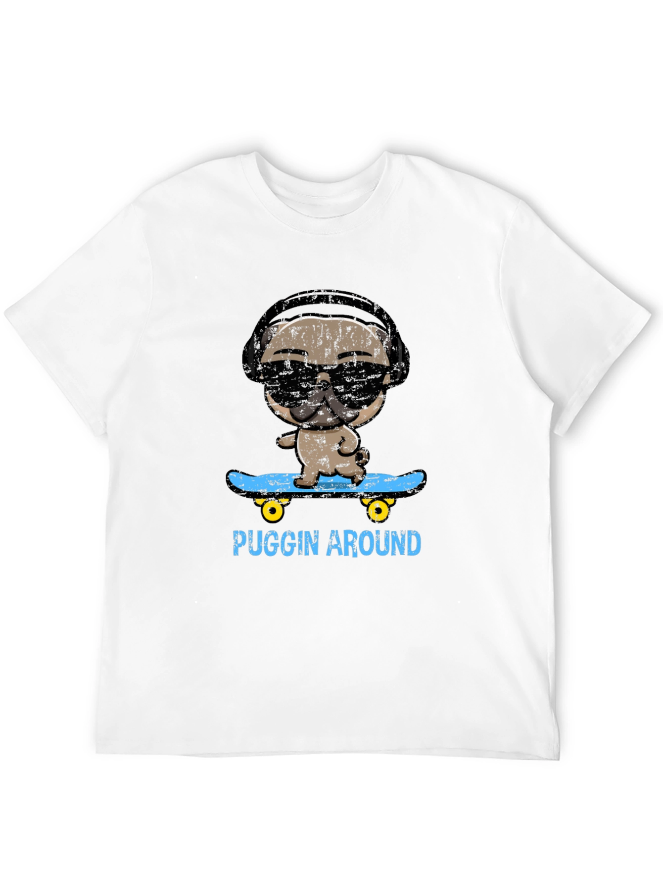 Cool Pug Skateboarder Graphic Tee