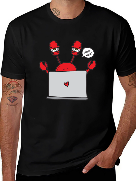 Funny Crab Laptop T-Shirt - I Love Work Tee