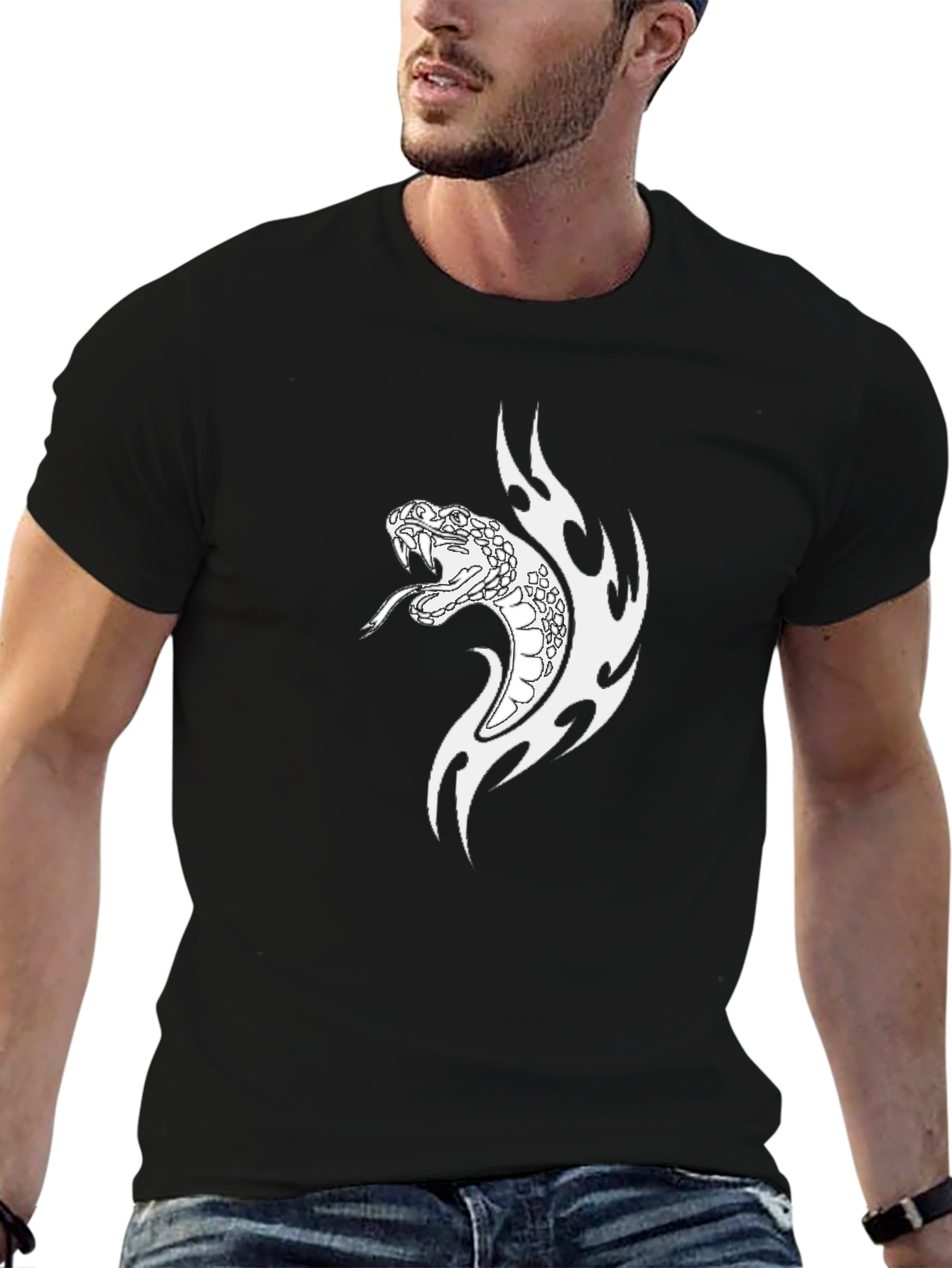 Black Snake Graphic Tee - Cool Snake Design