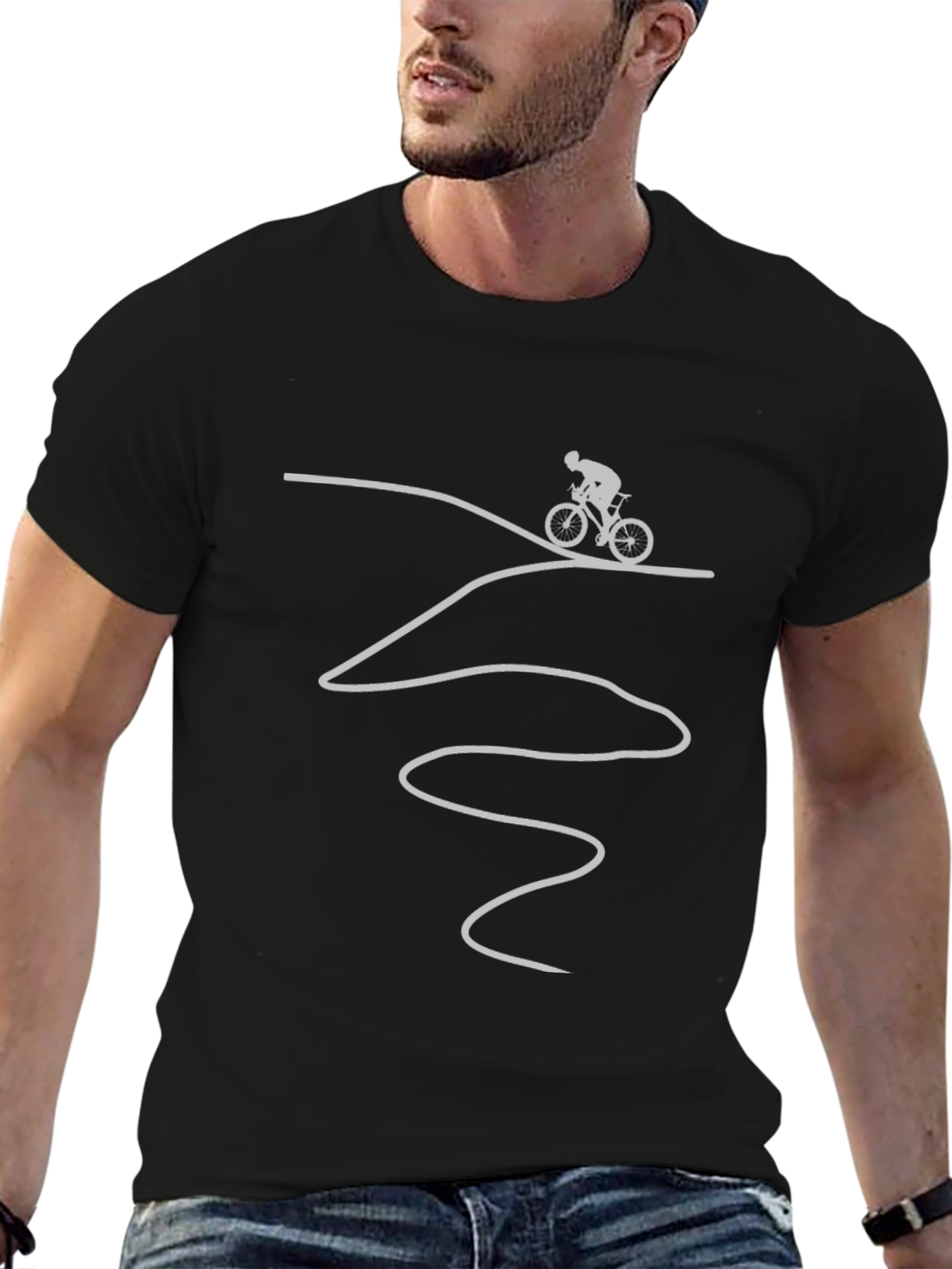 Cyclist Adventure T-Shirt: Mountain Bike Trail Design