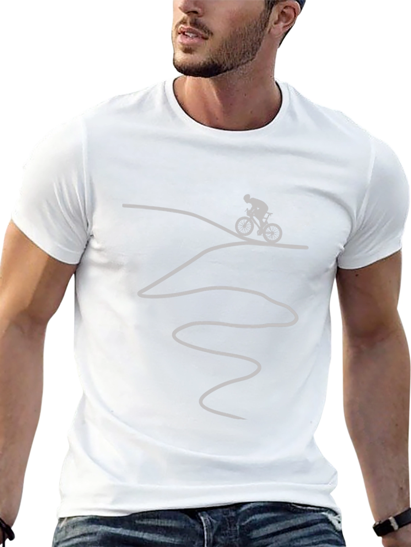 Cyclist Adventure T-Shirt: Mountain Bike Trail Design