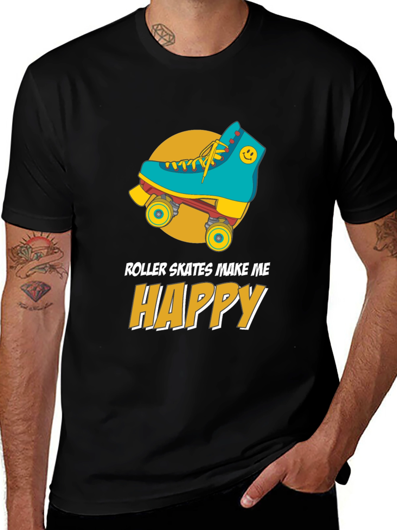 Roller Skates Happy Graphic T-Shirt