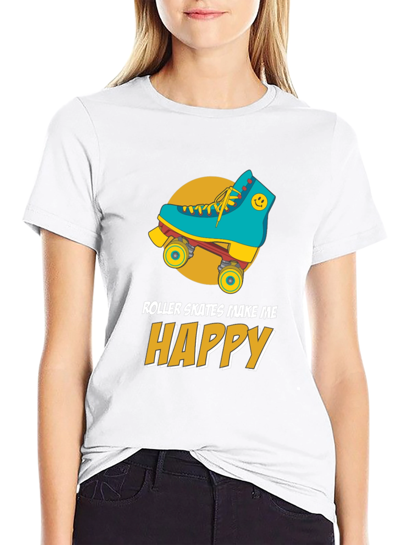 Roller Skates Happy Graphic T-Shirt