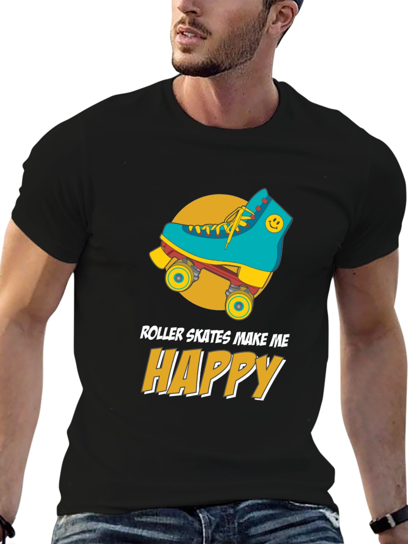 Roller Skates Happy Graphic T-Shirt