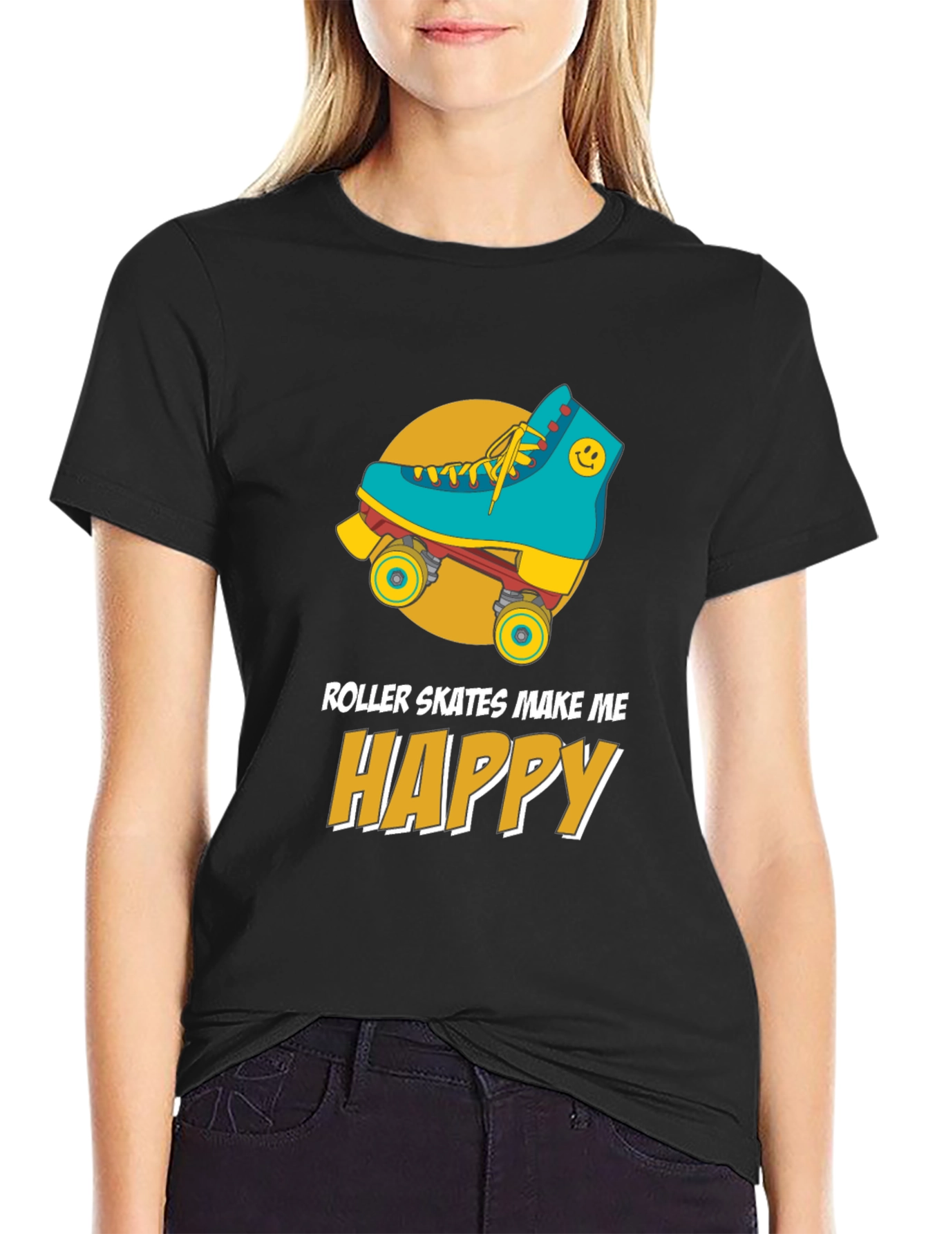 Roller Skates Happy Graphic T-Shirt