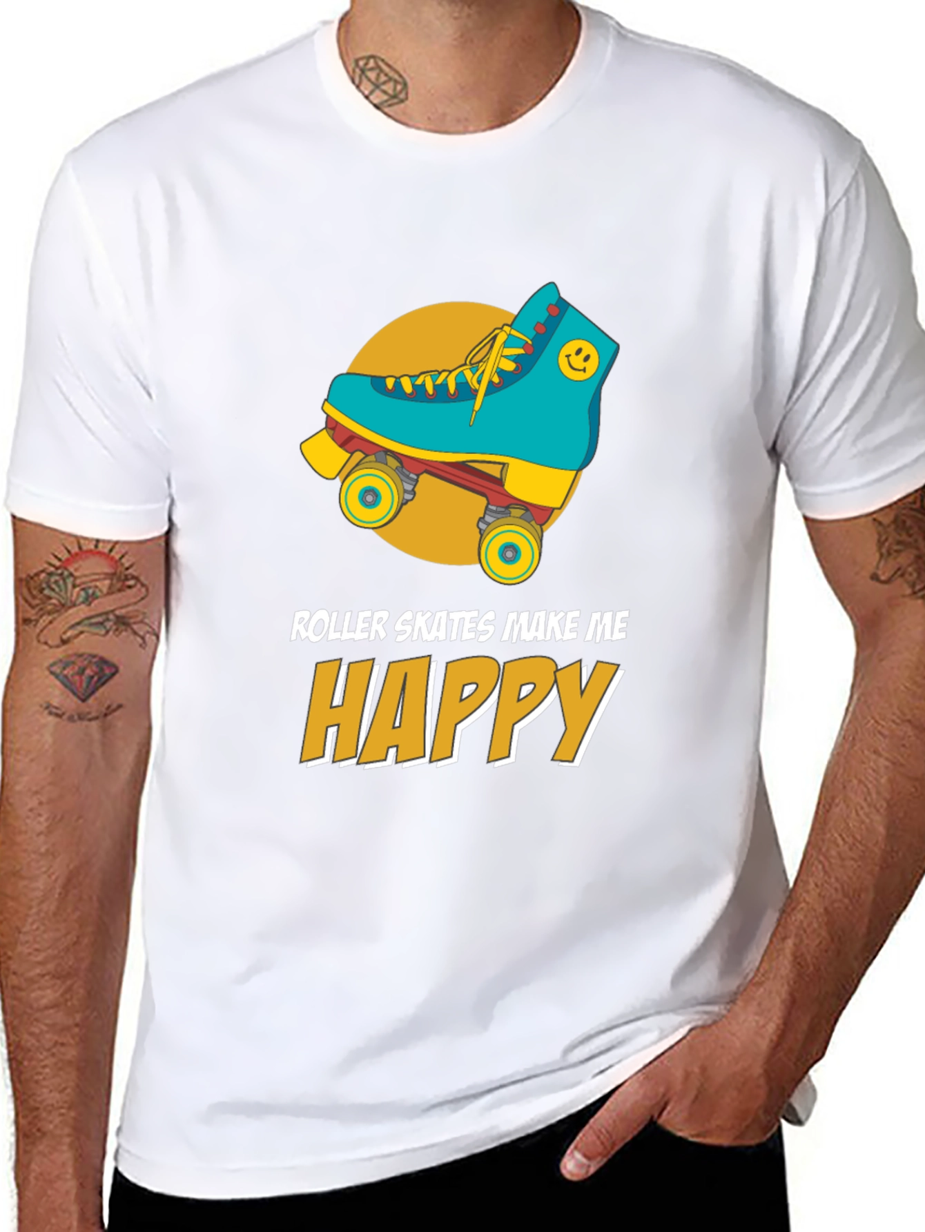 Roller Skates Happy Graphic T-Shirt
