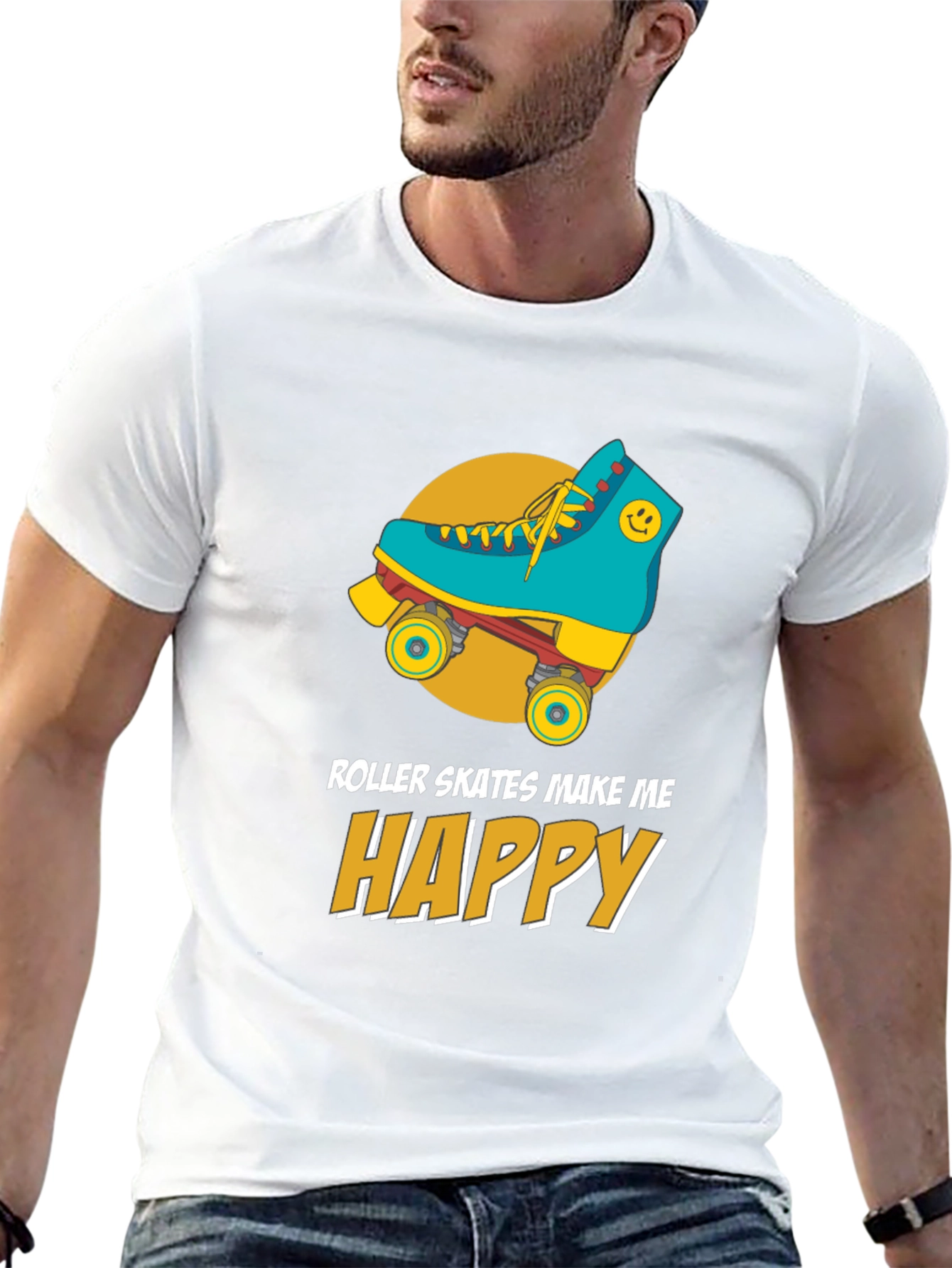 Roller Skates Happy Graphic T-Shirt