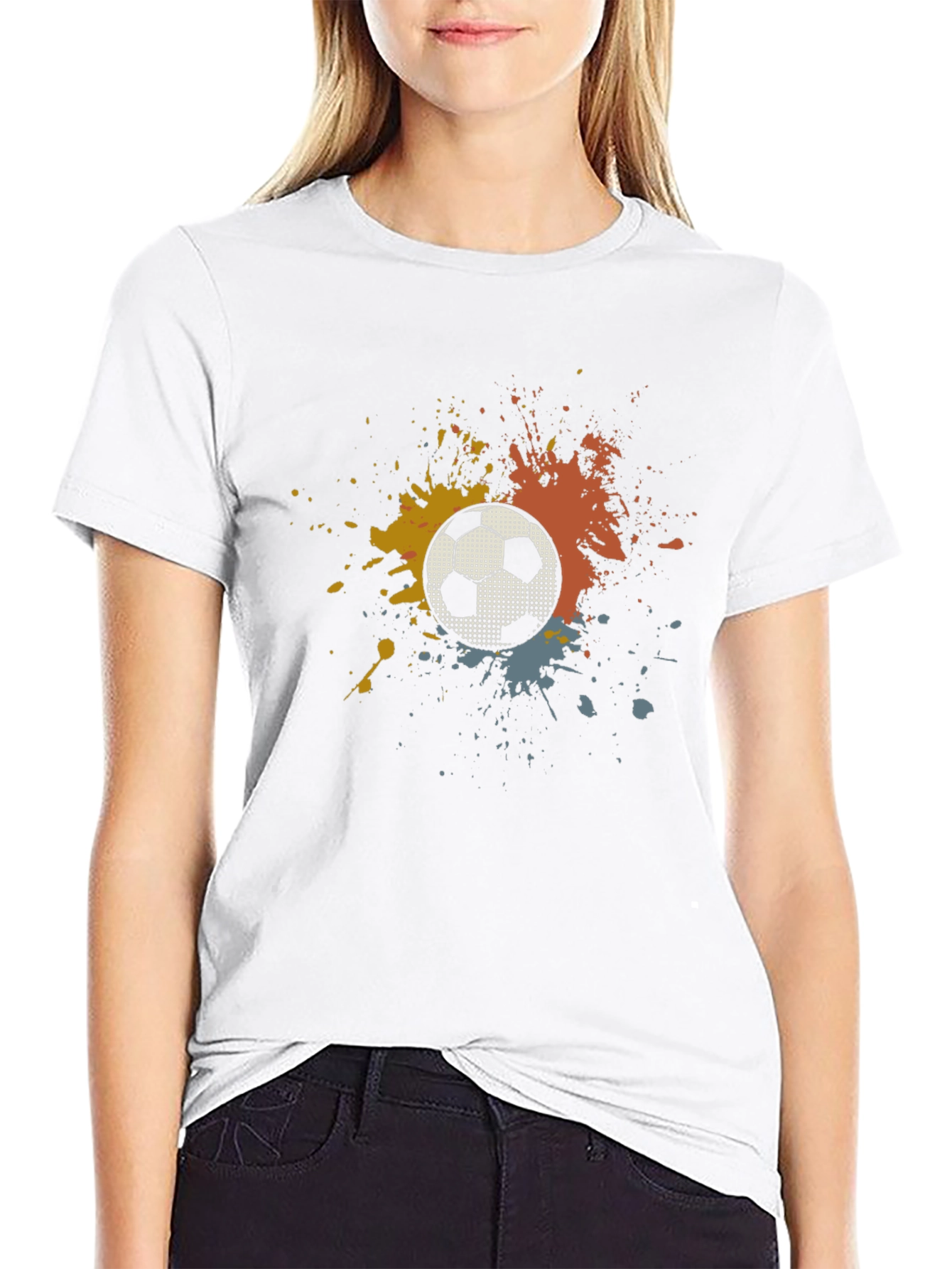 Soccer Ball Splatter T-Shirt - Black Cotton Tee
