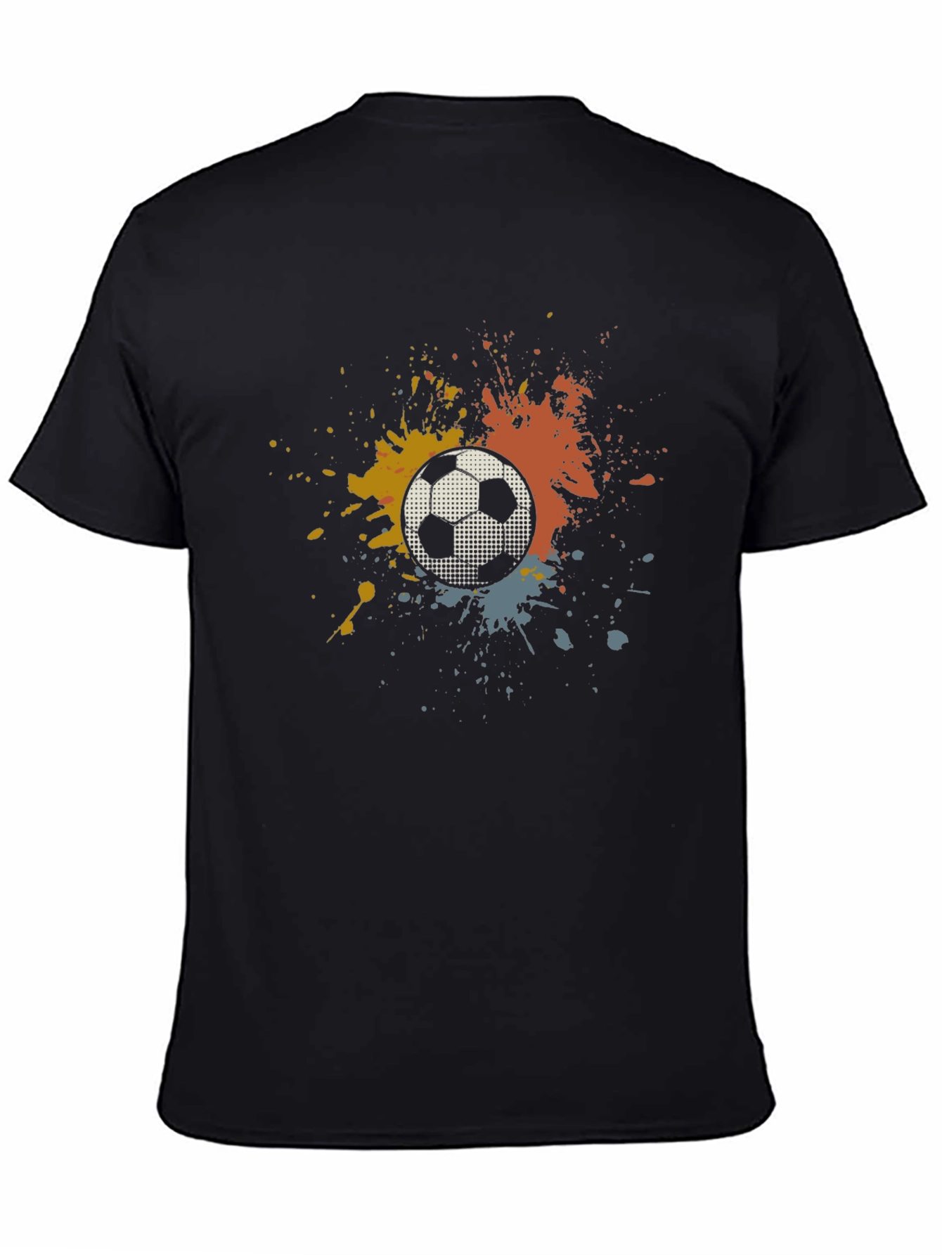 Soccer Ball Splatter T-Shirt - Black Cotton Tee