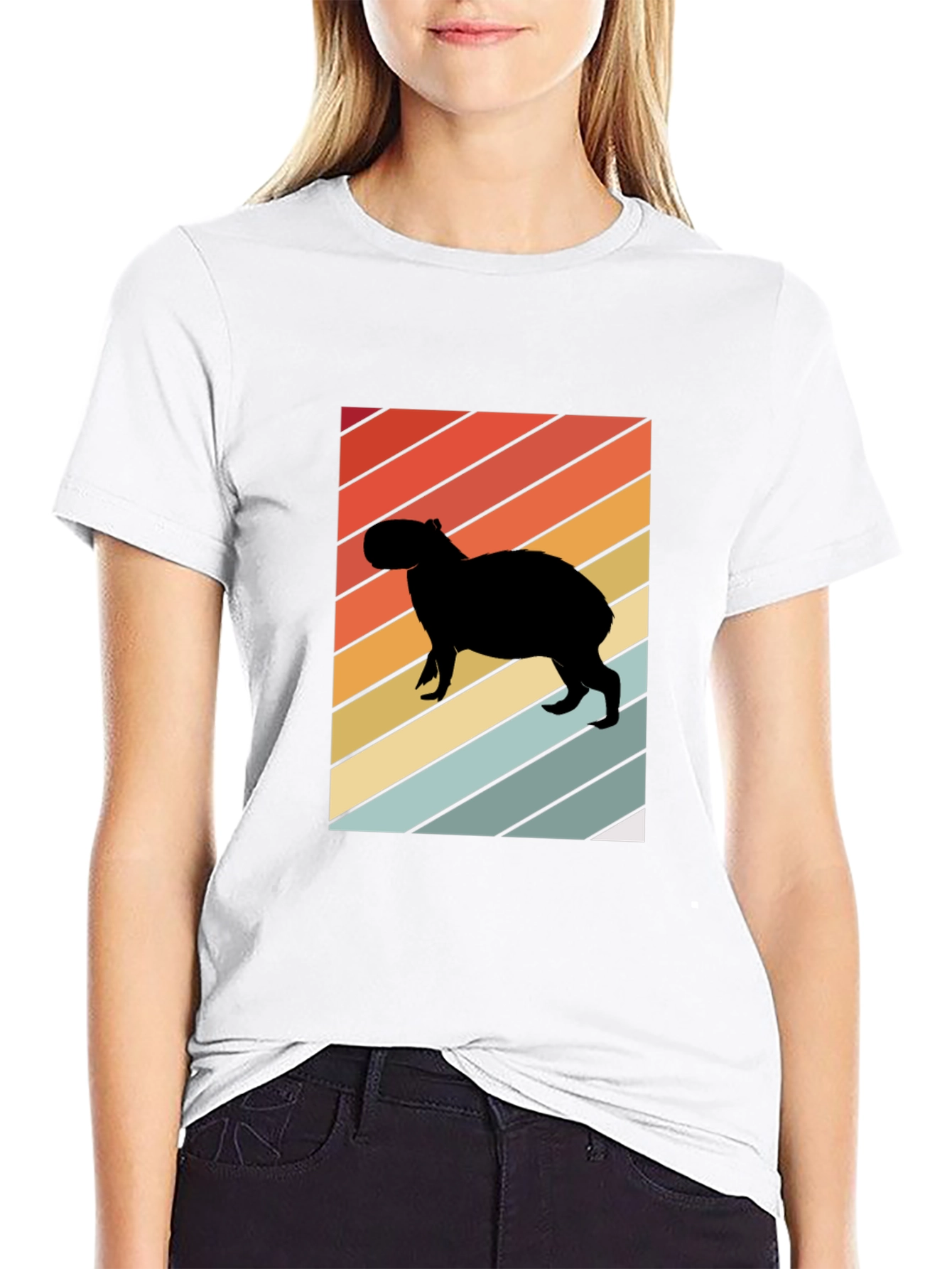 Retro Capybara Silhouette Graphic Tee - Unisex