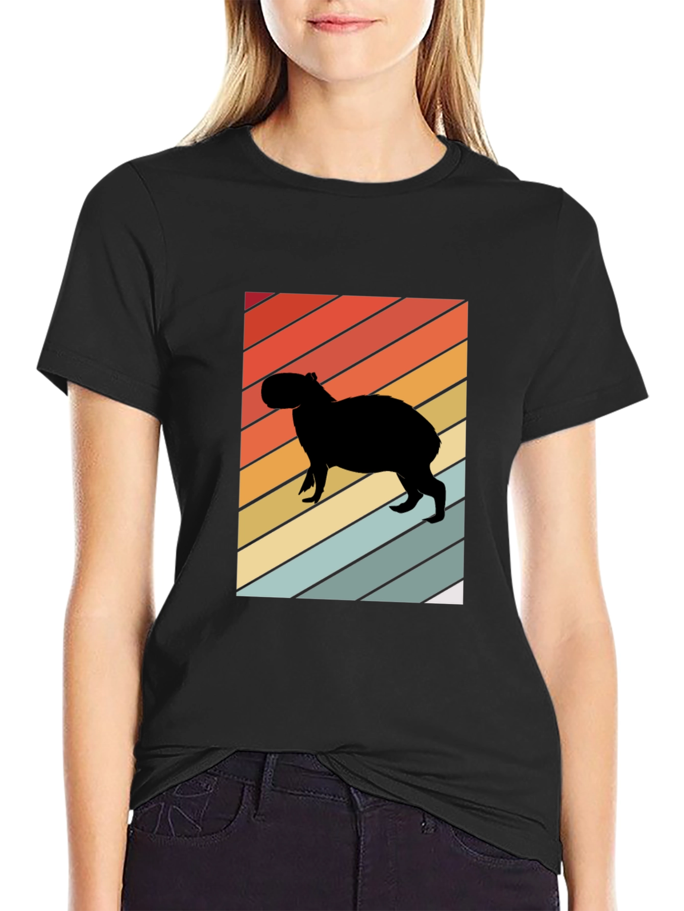 Retro Capybara Silhouette Graphic Tee - Unisex