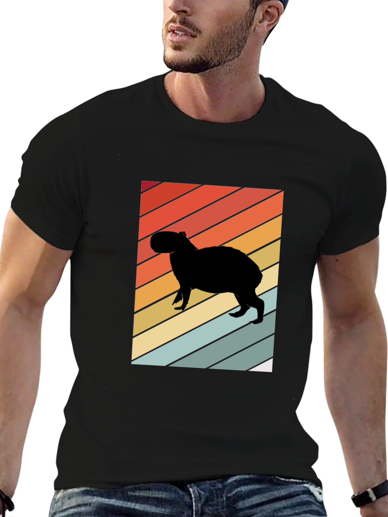 Retro Capybara Silhouette Graphic Tee - Unisex