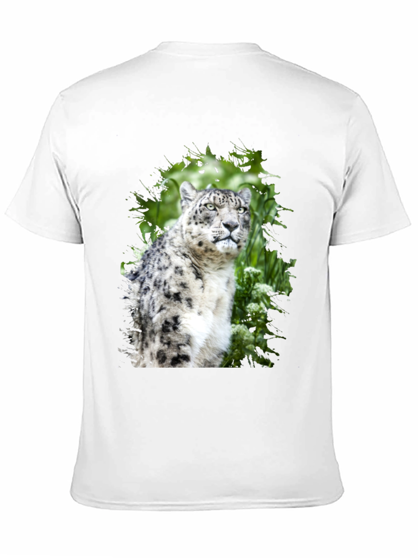 Snow Leopard Graphic Tee - Black Cotton T-Shirt