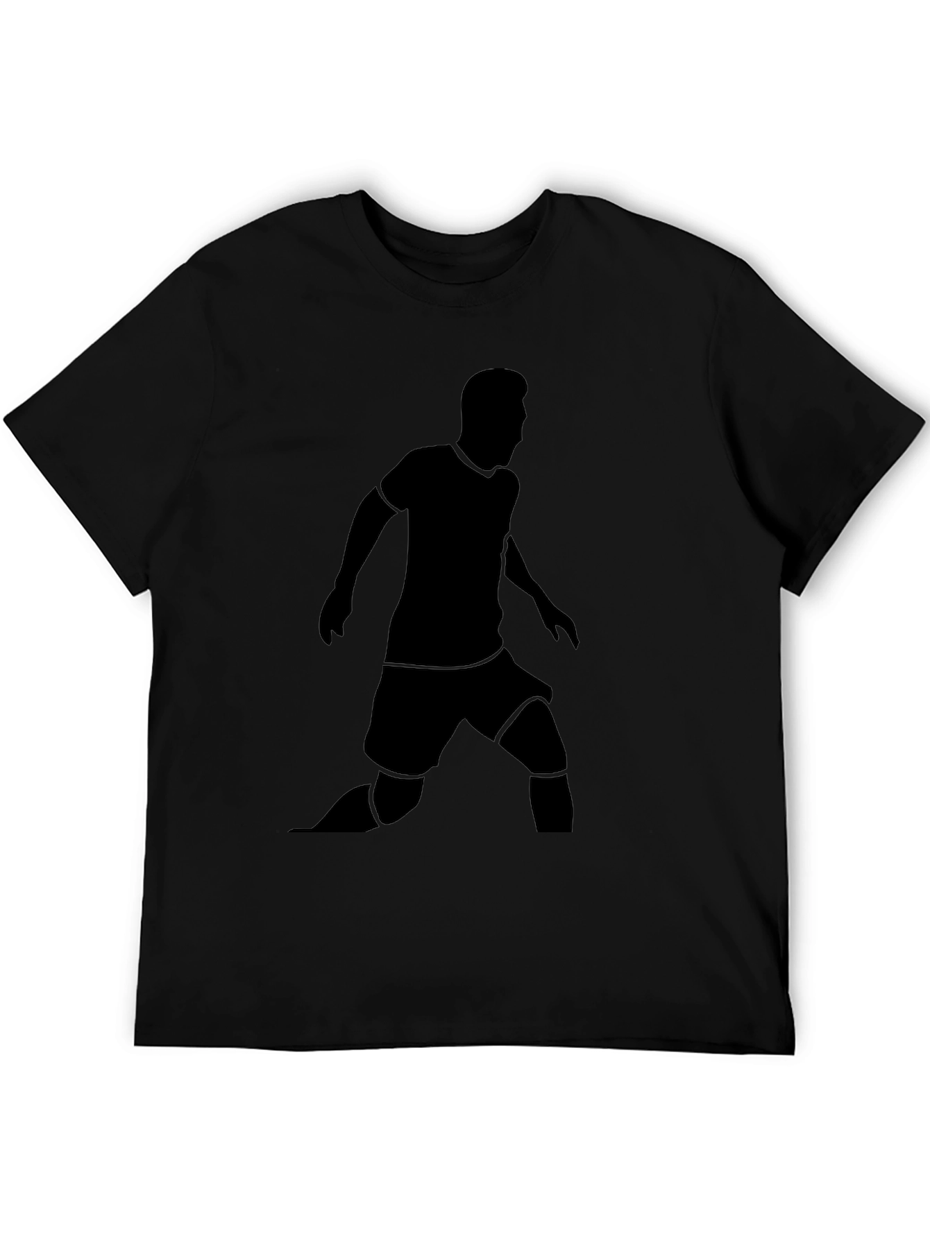 Black T-Shirt with Soccer Player Silhouette