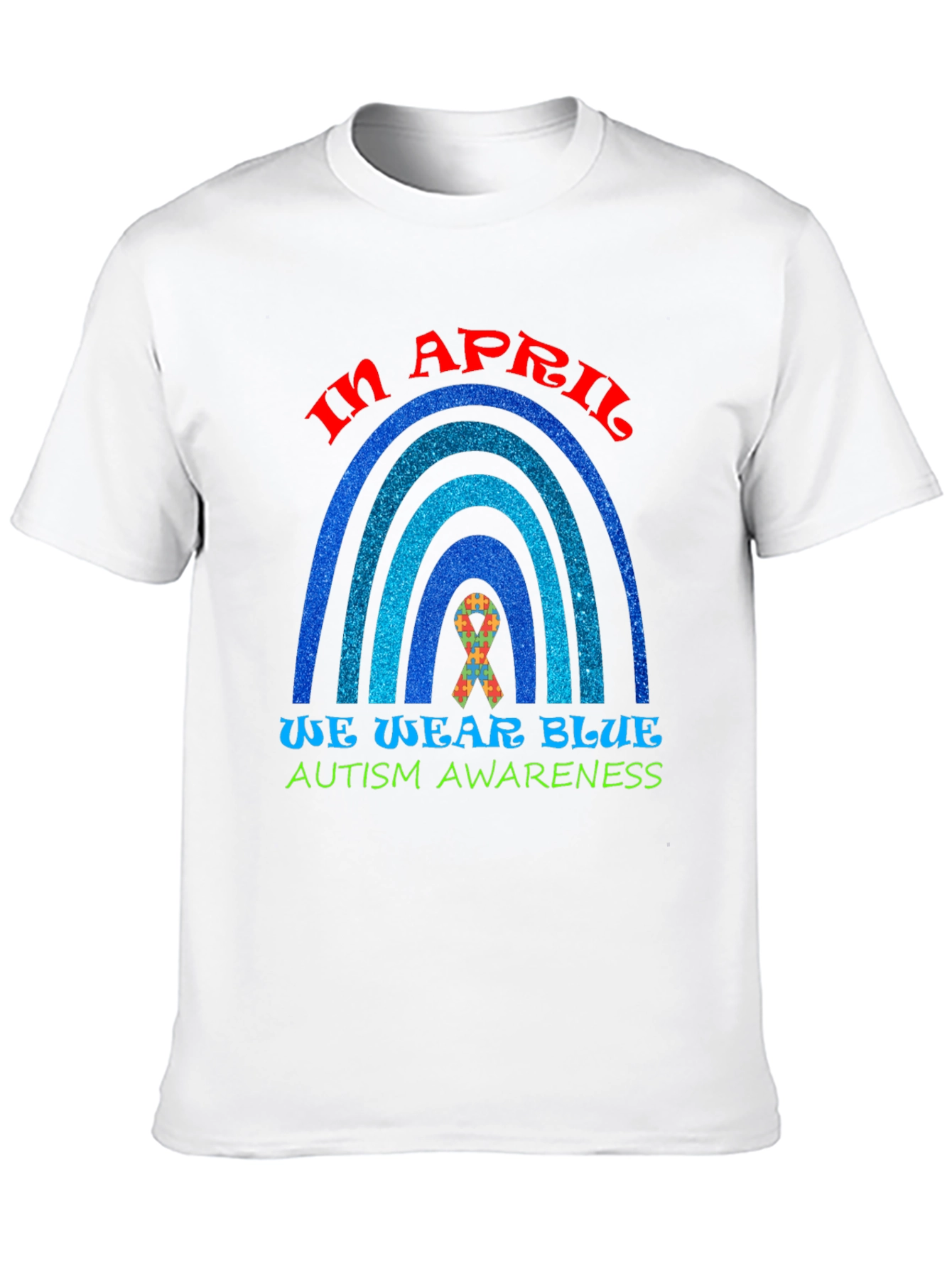 Autism Awareness Blue Rainbow Graphic T-Shirt